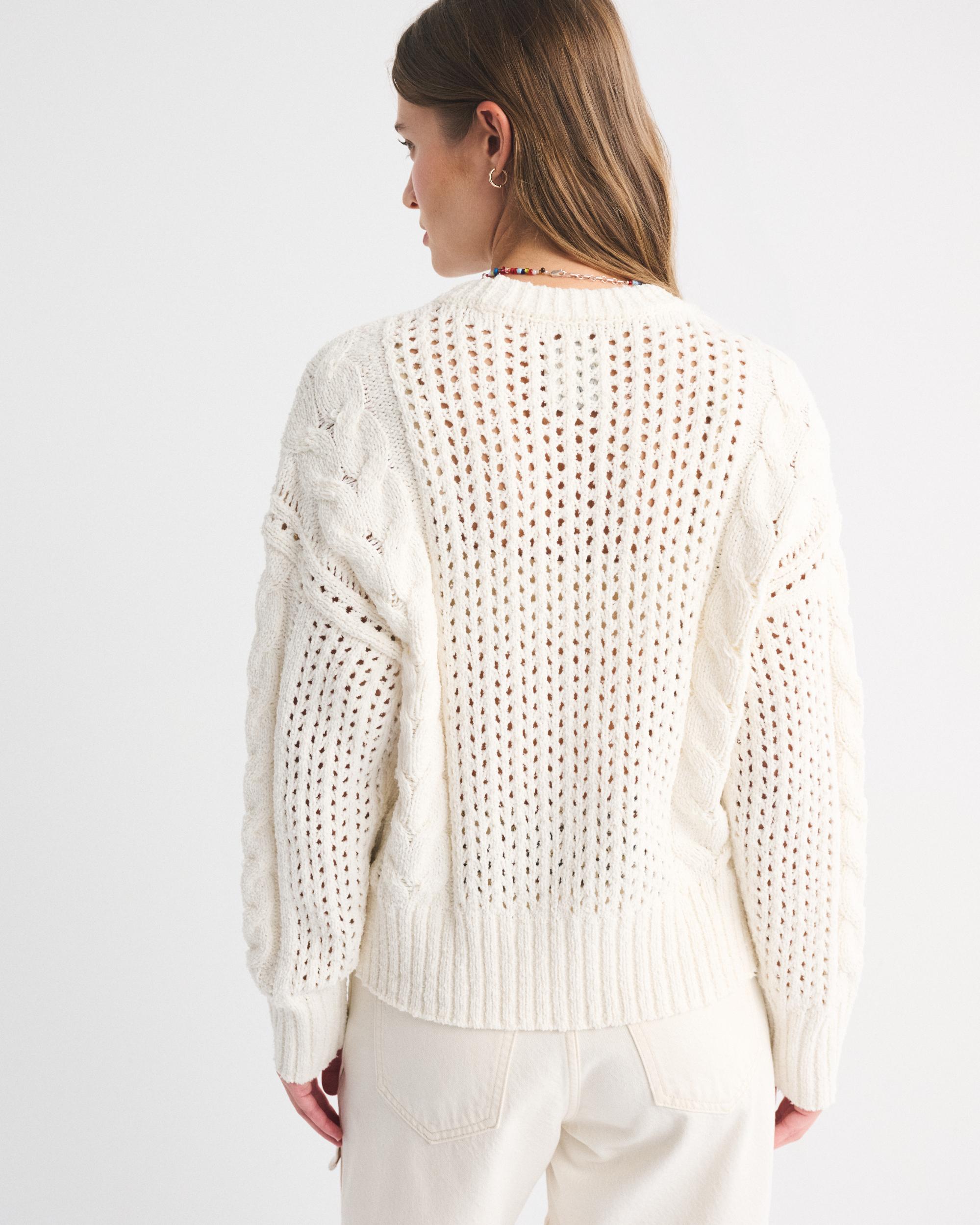 Textural Stitch Cable Crew Sweater Product Image