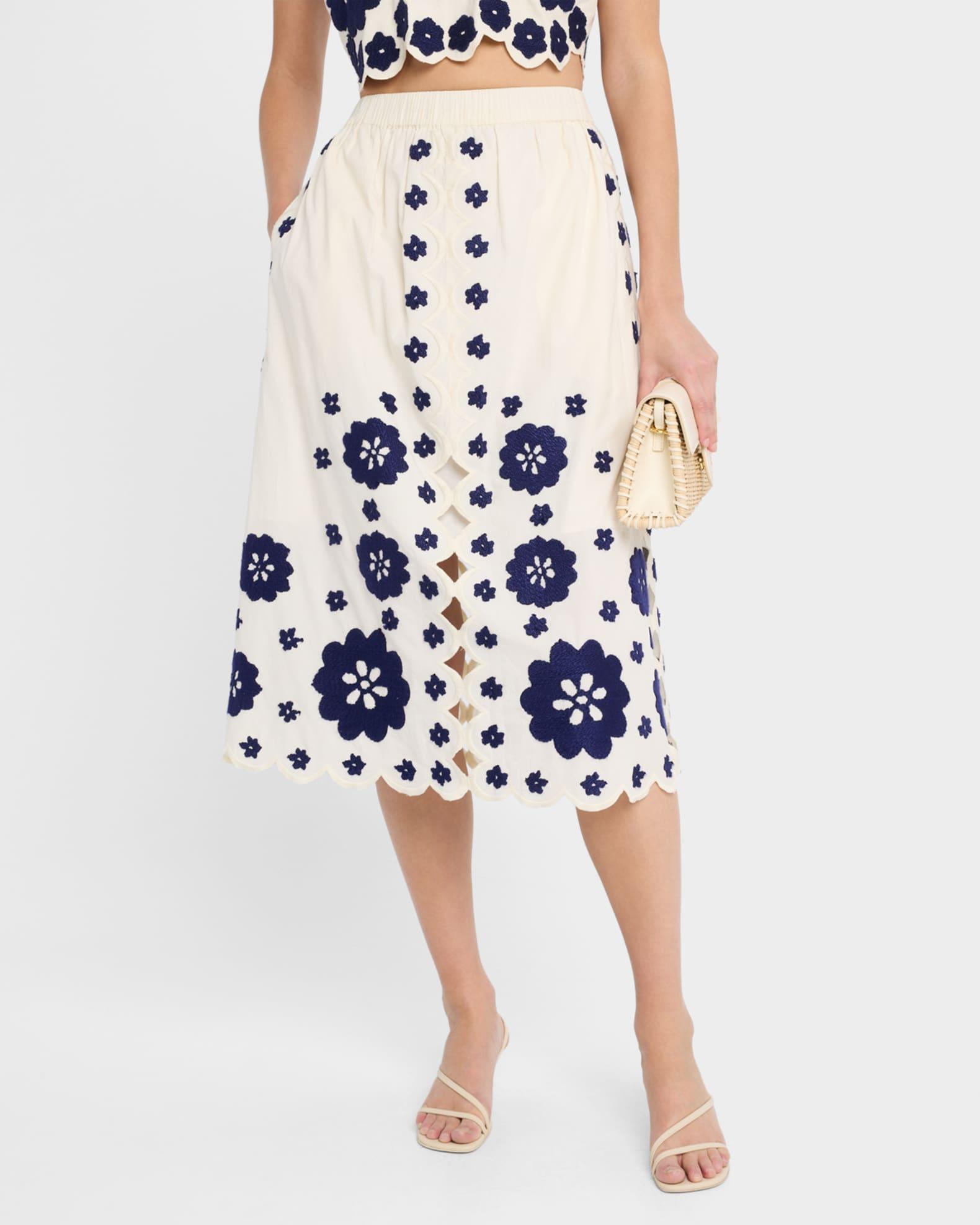 Catrine Embroidered Midi Skirt Product Image