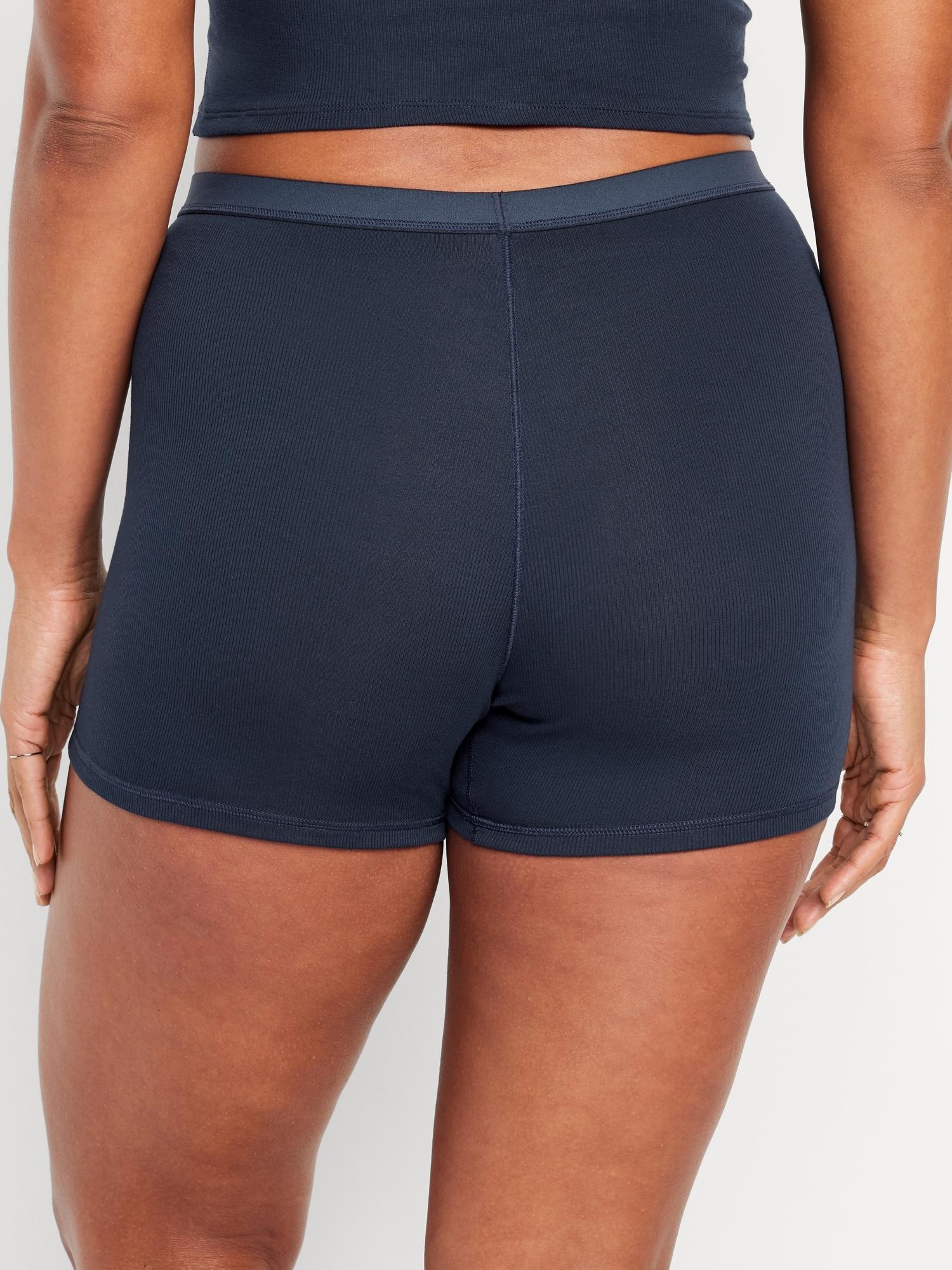 High-Waisted Ribbed Boyshort Briefs -- 3-inch inseam Product Image