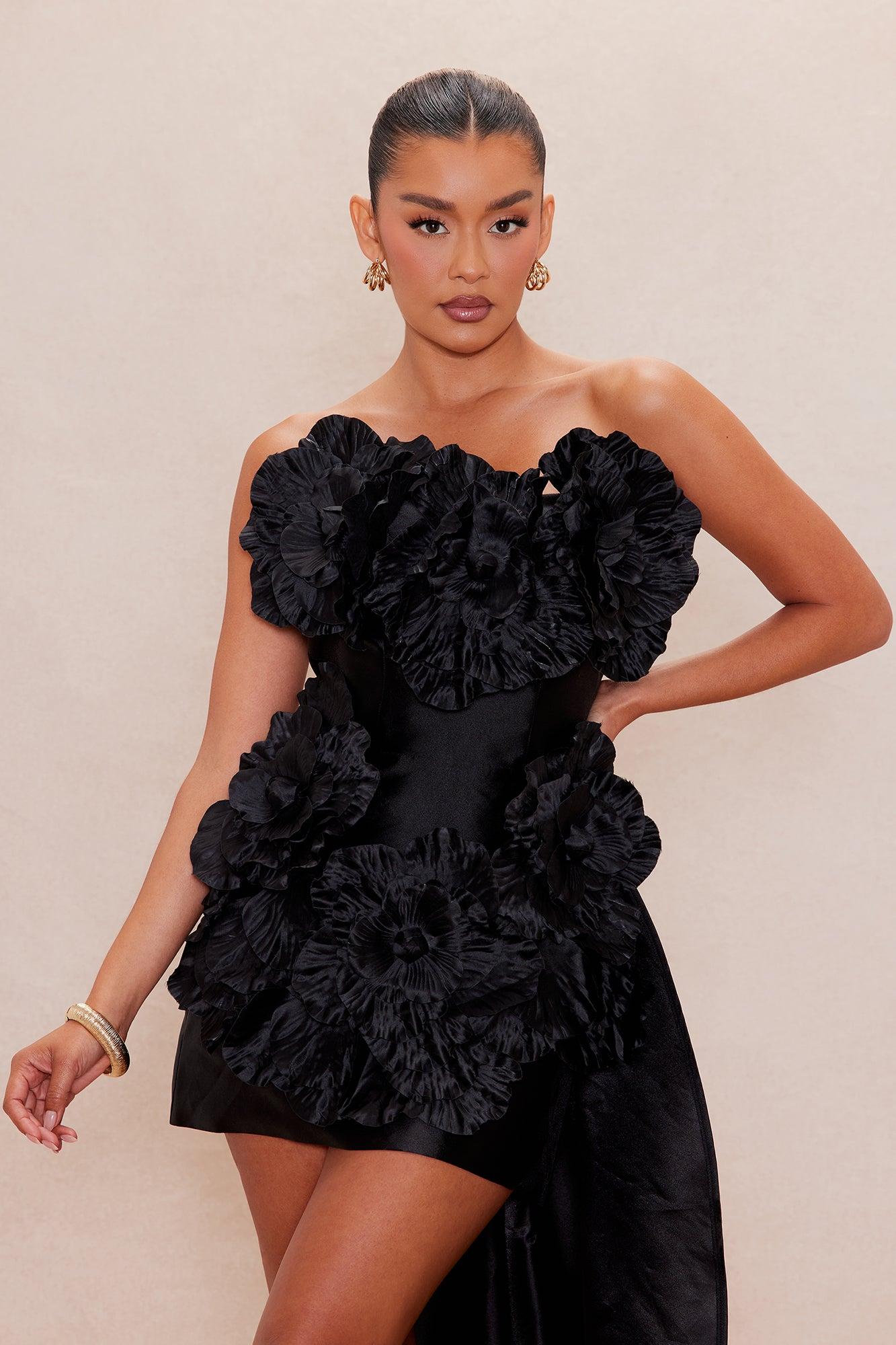 Dara Draped Taffeta Mini Dress - Black Female Product Image