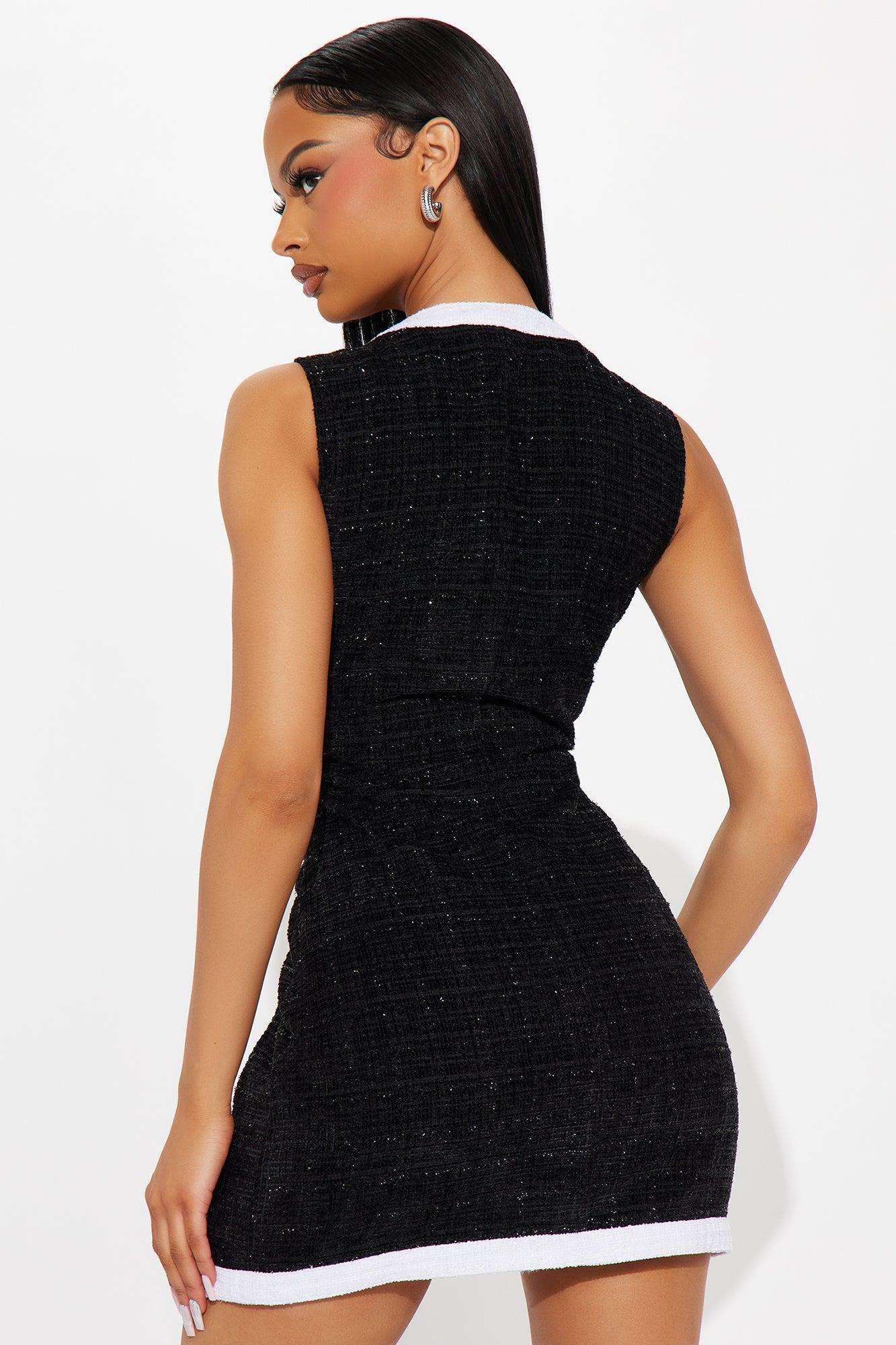 Alice Tweed Mini Dress - Black/White Product Image