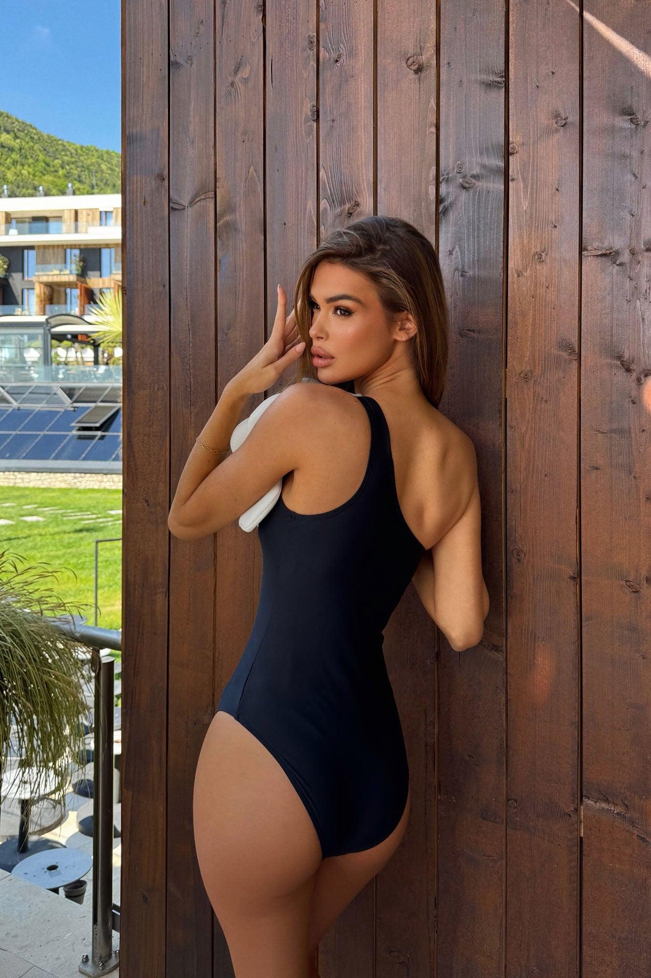 Reese Flower 1 Piece Swimsuit - Black/White Product Image