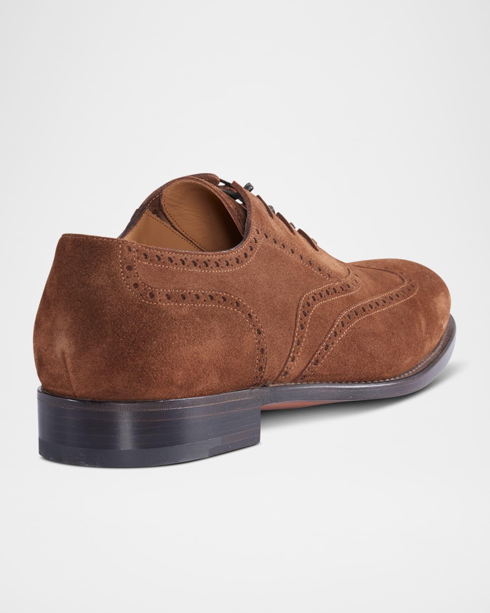 Men's Suede Brogue Wingtip Derby Shoes Product Image