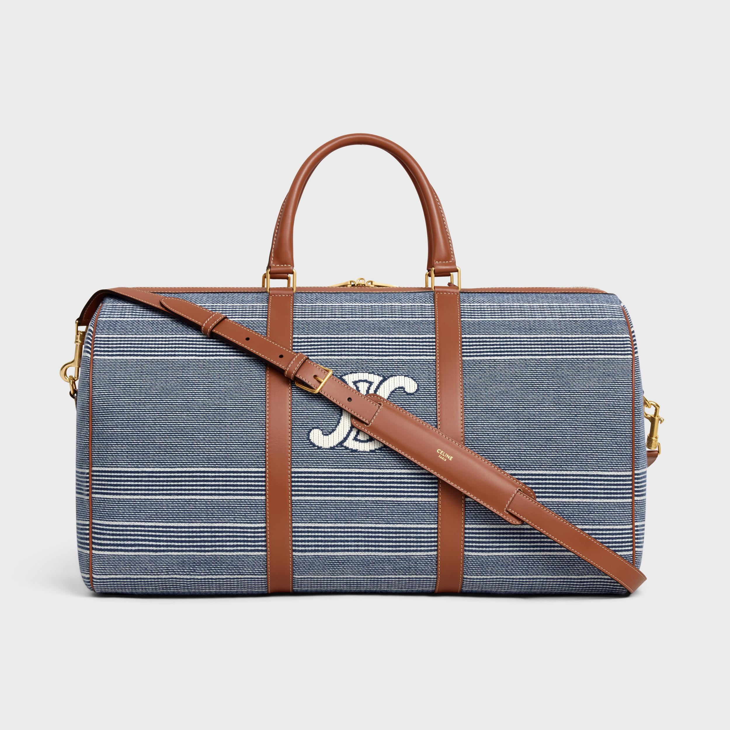 LARGE TRAVEL BAG IN JACQUARD TEXTILE AND CALFSKIN Product Image