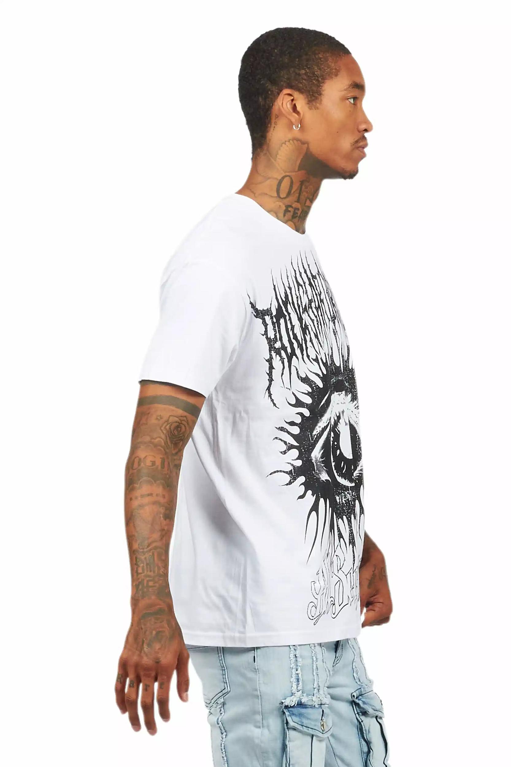 All Seeing Eyes White Graphic T-Shirt Male Product Image