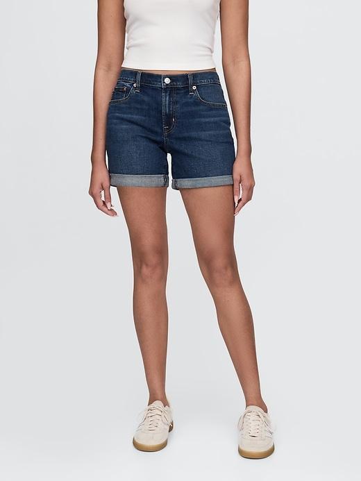 5" Mid Rise Girlfriend Denim Shorts Product Image