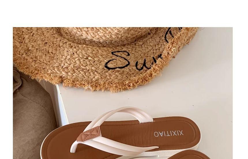 Faux Leather Lettering Flip Flops Product Image