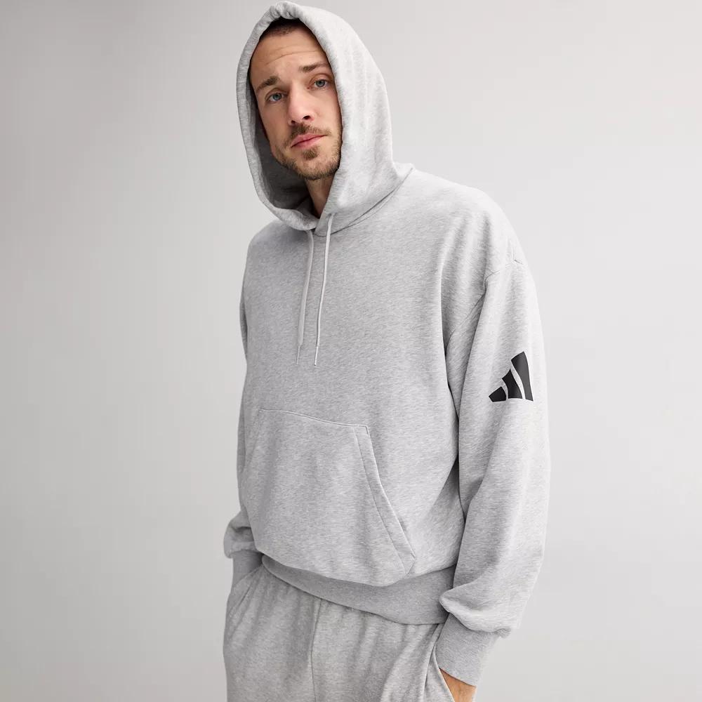 Men's adidas Essentials 3-Bar Terry Sportswear Hoodie, Size: Large, Medium Grey Grey Product Image