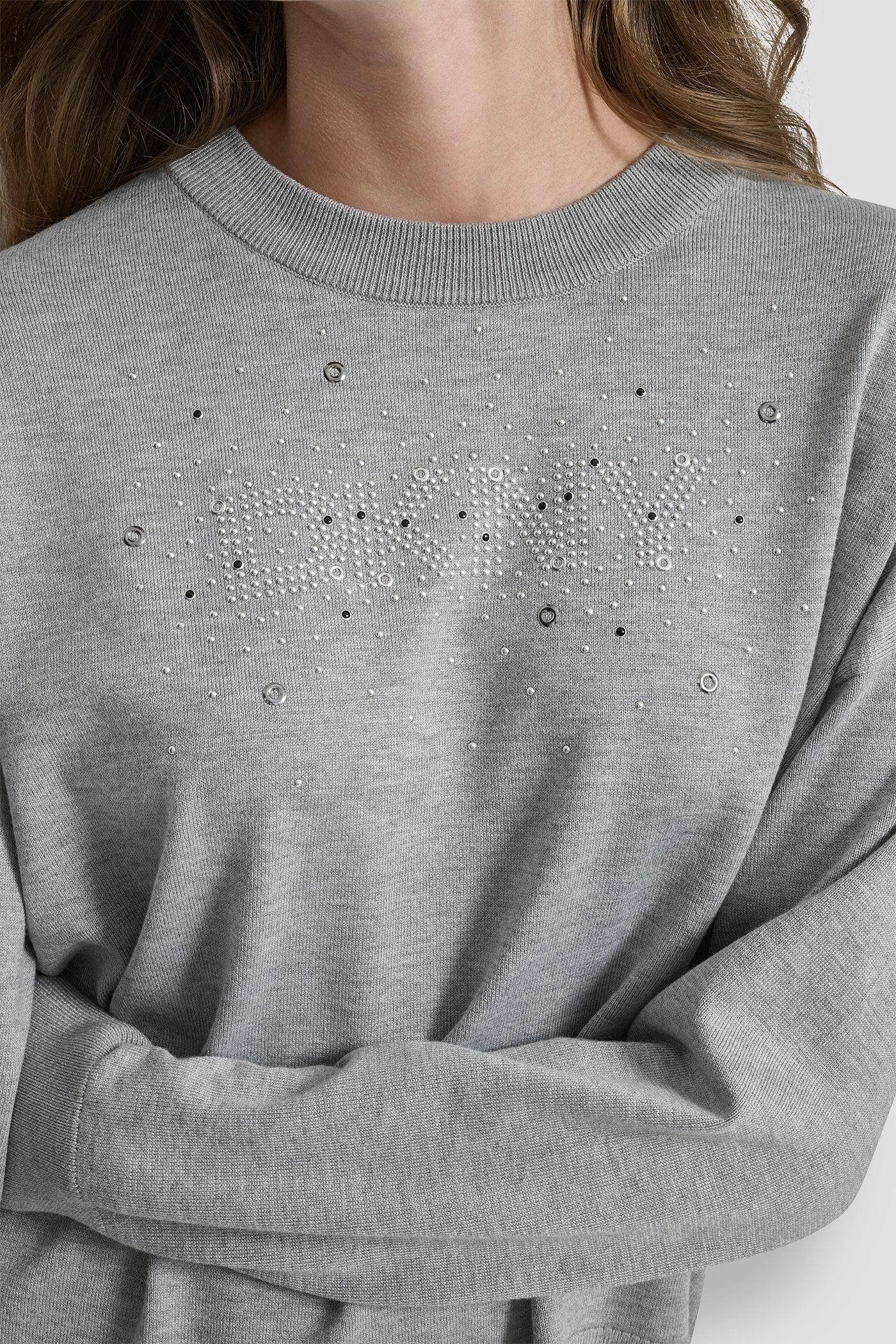 LONG SLEEVE GLITTER LOGO PULLOVER SWEATER Product Image