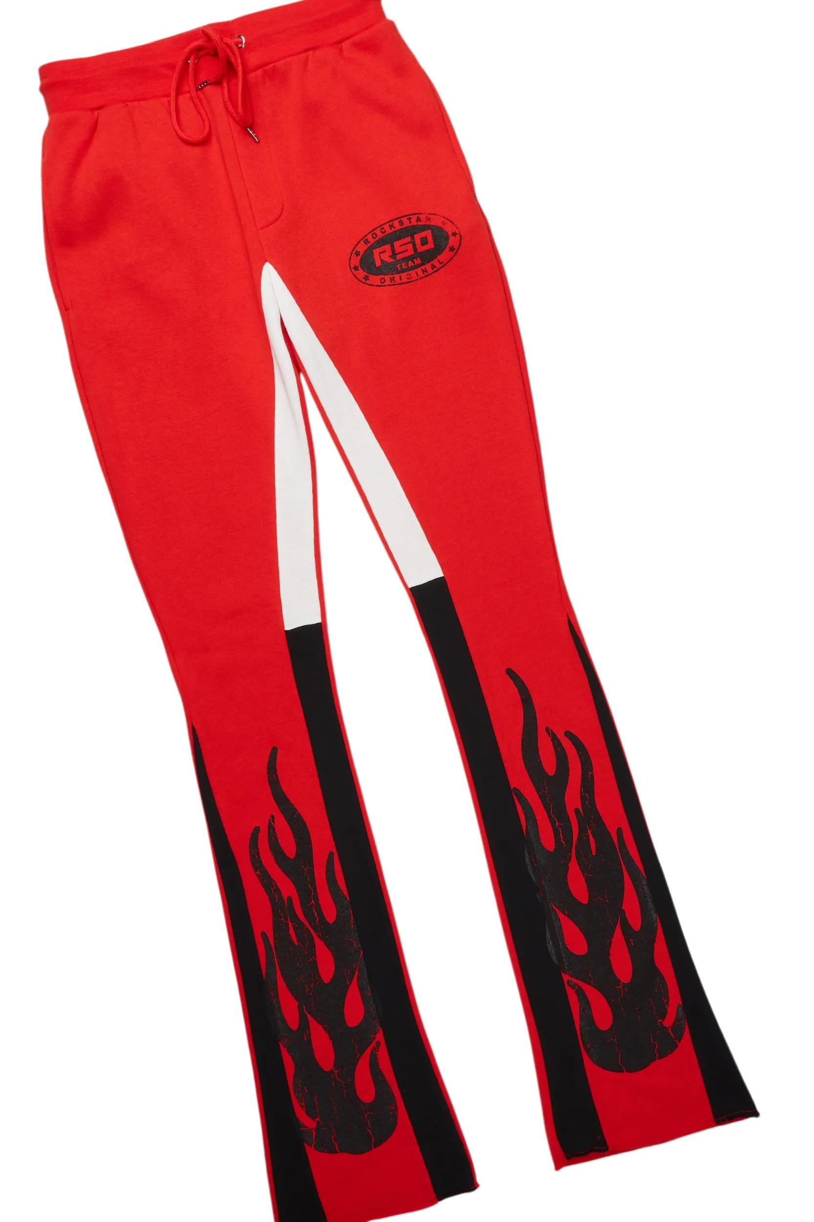 Amos Red Hoodie/Stacked Flare Track Set Male Product Image