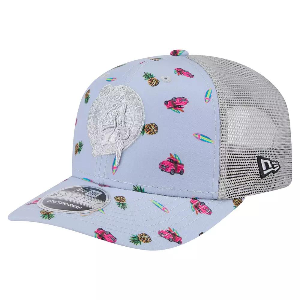 Men's New Era Light Blue/Gray Boston Celtics Adventure Aloha Pattern 9SEVENTY Stretch-Snap Hat Product Image