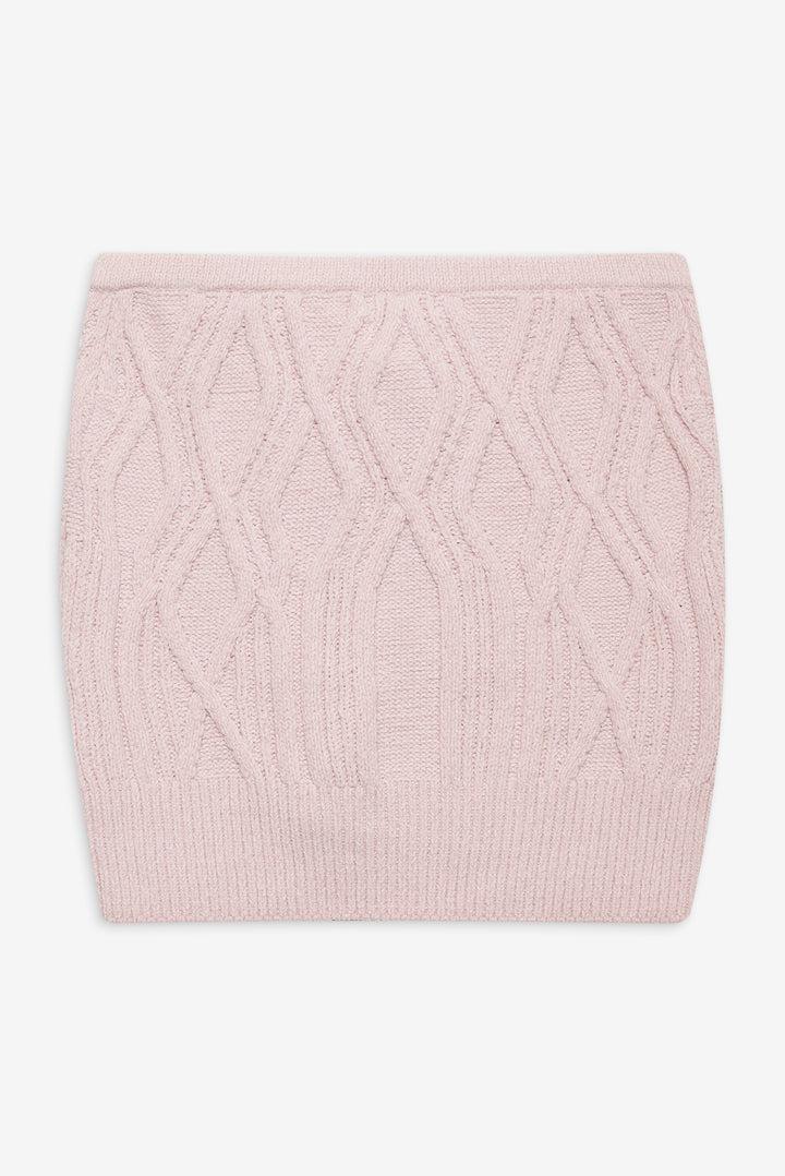 Chenille Cable Knit Mini Skirt — Pink Product Image