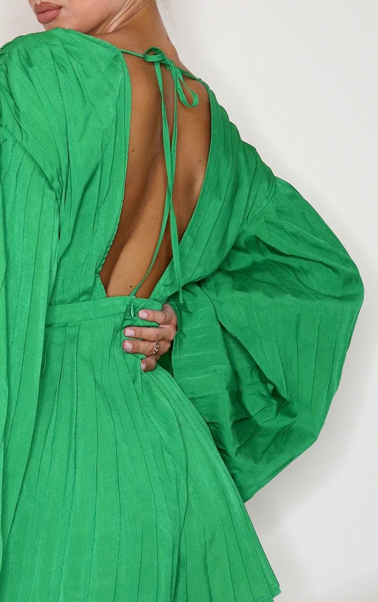 Green Plunge Pleated Romper Product Image