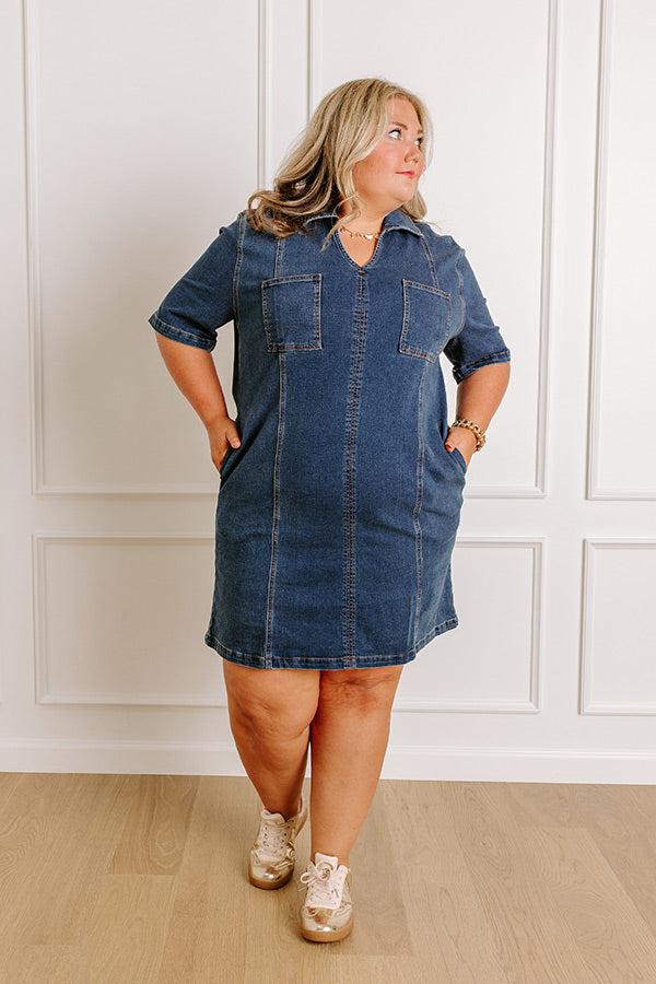 Darling Moment Denim Mini Dress Curves Product Image