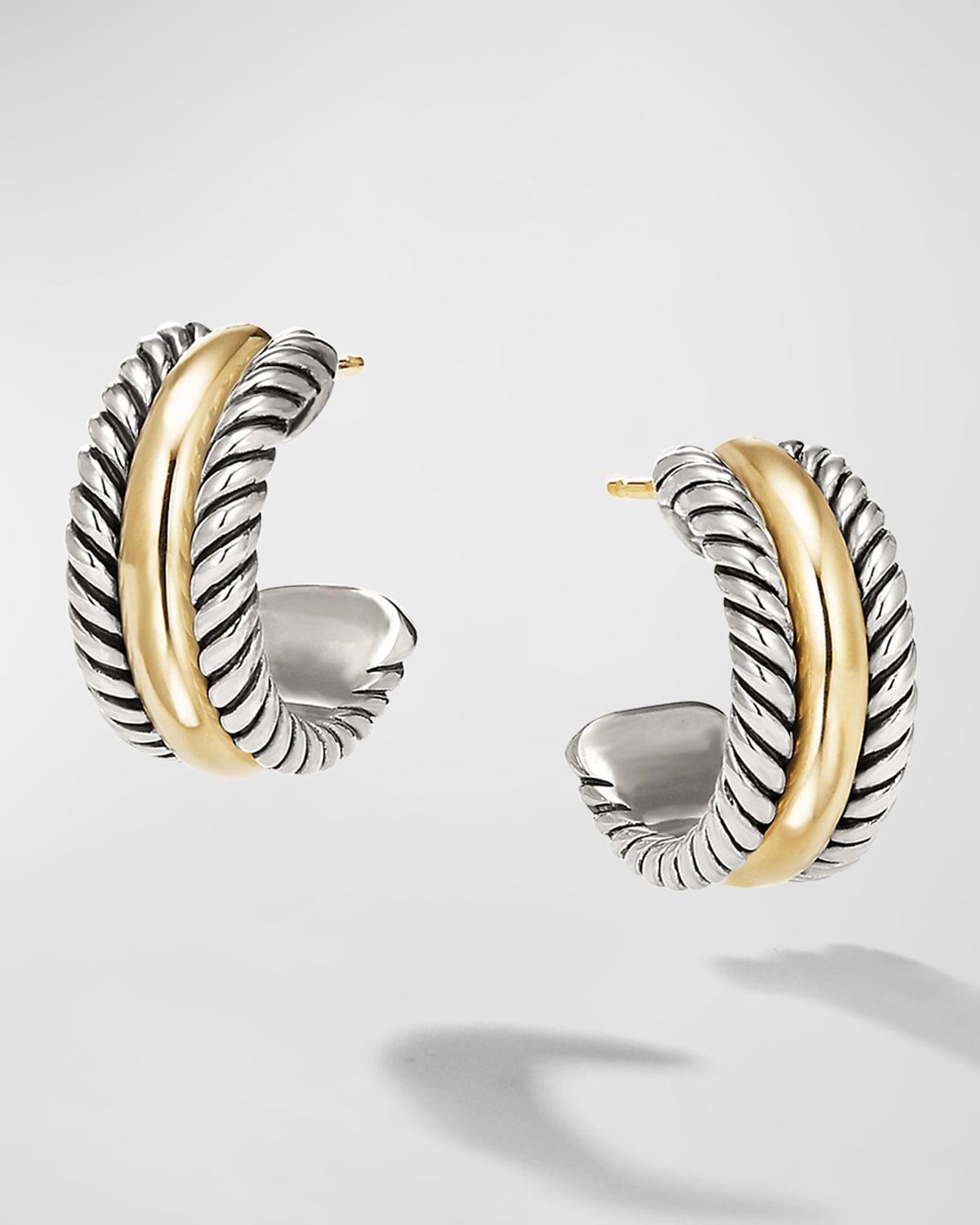 Womens Cable Collectibles Huggie Hoop Earrings in Sterling Silver with 14K Yellow Gold, 15.6mm Product Image