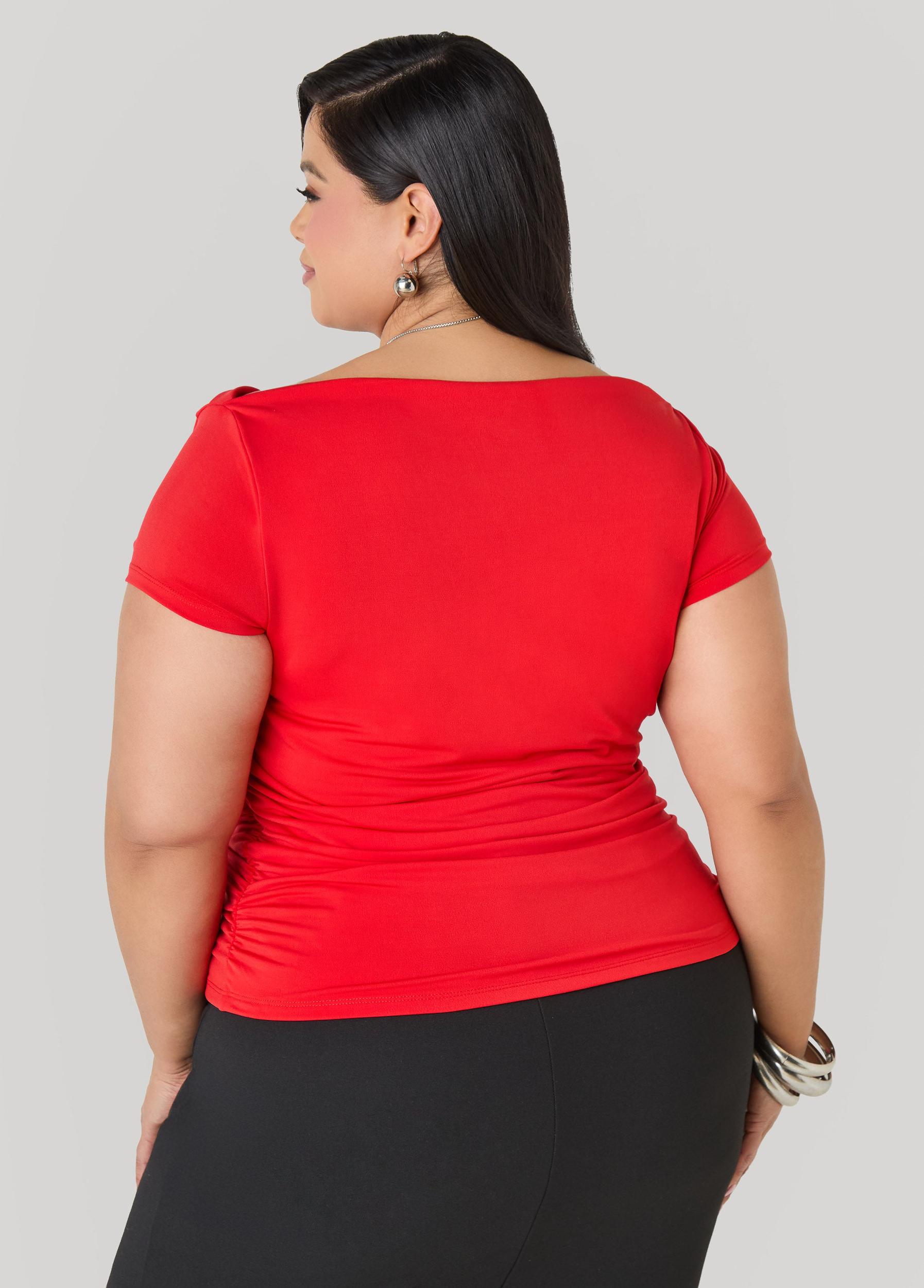Ruched Cowl Neck Top Product Image