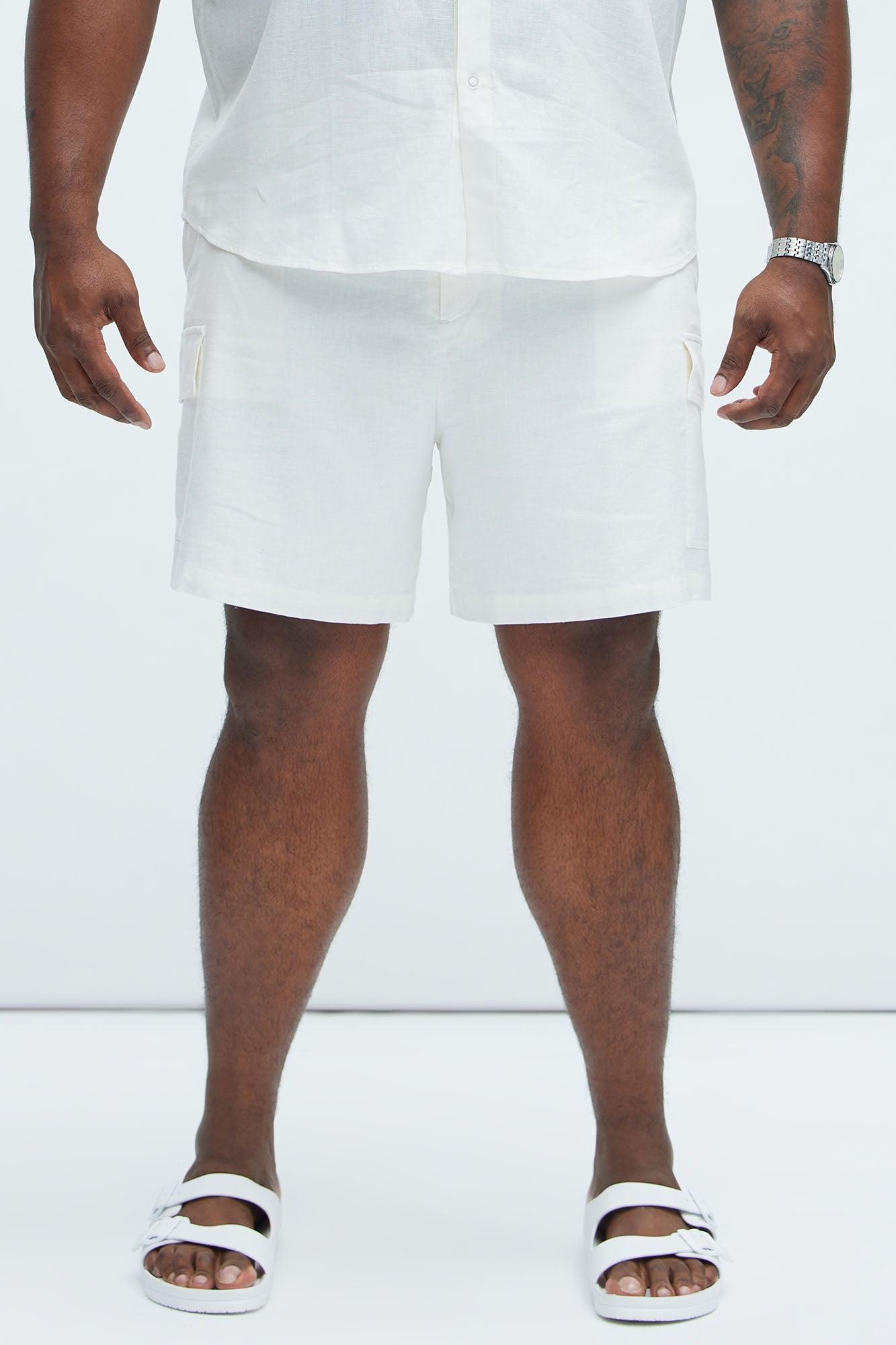 Bahamas Linen Cargo Shorts - White Product Image