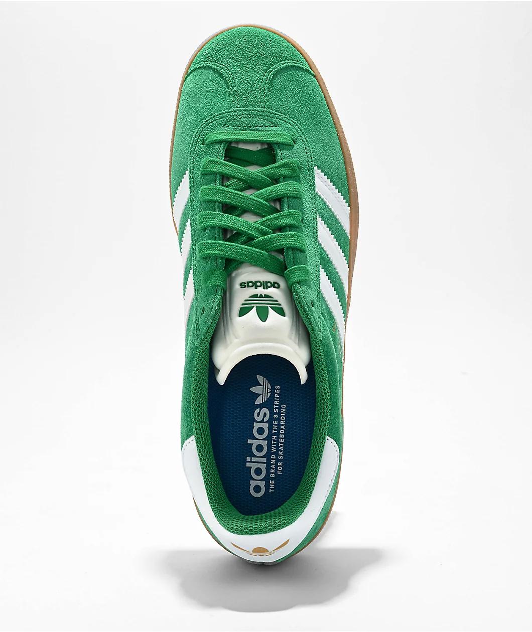 adidas Gazelle ADV Green, White & Gum Skate Shoes Product Image