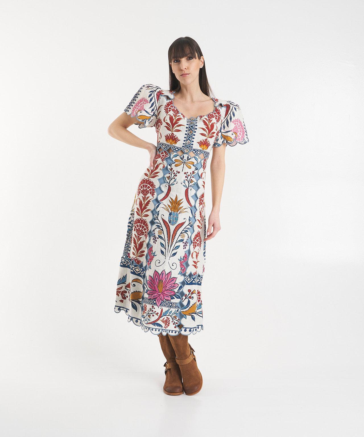 Maxi dress with print and cut-outs Product Image