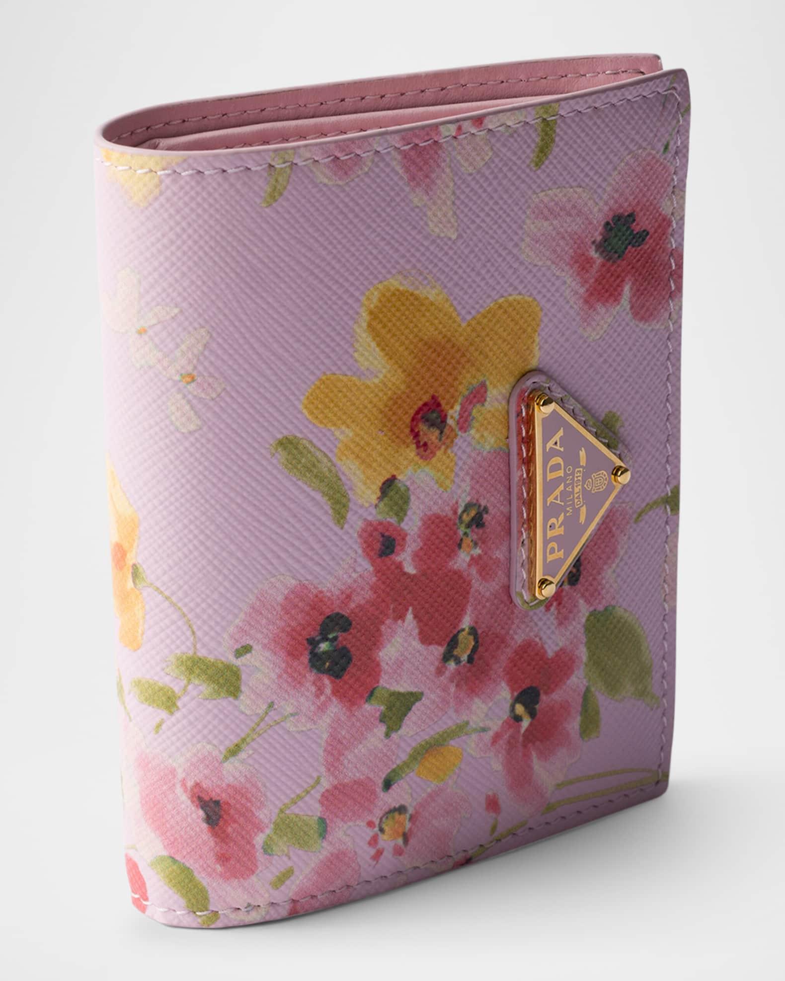 Small Floral-Print Saffiano Leather Wallet Product Image