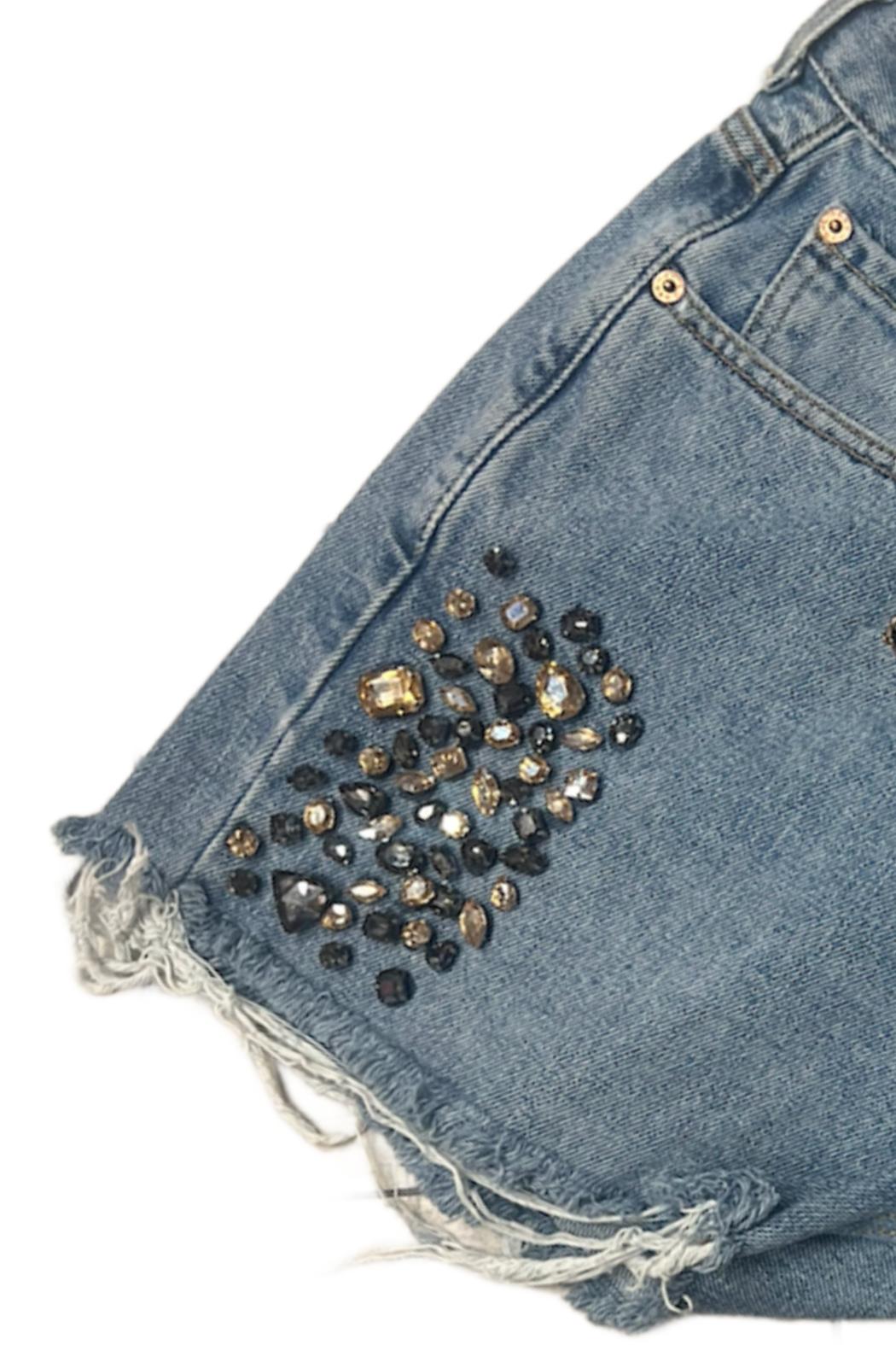 Embellished Up-cycled Levi Denim Shorts Product Image