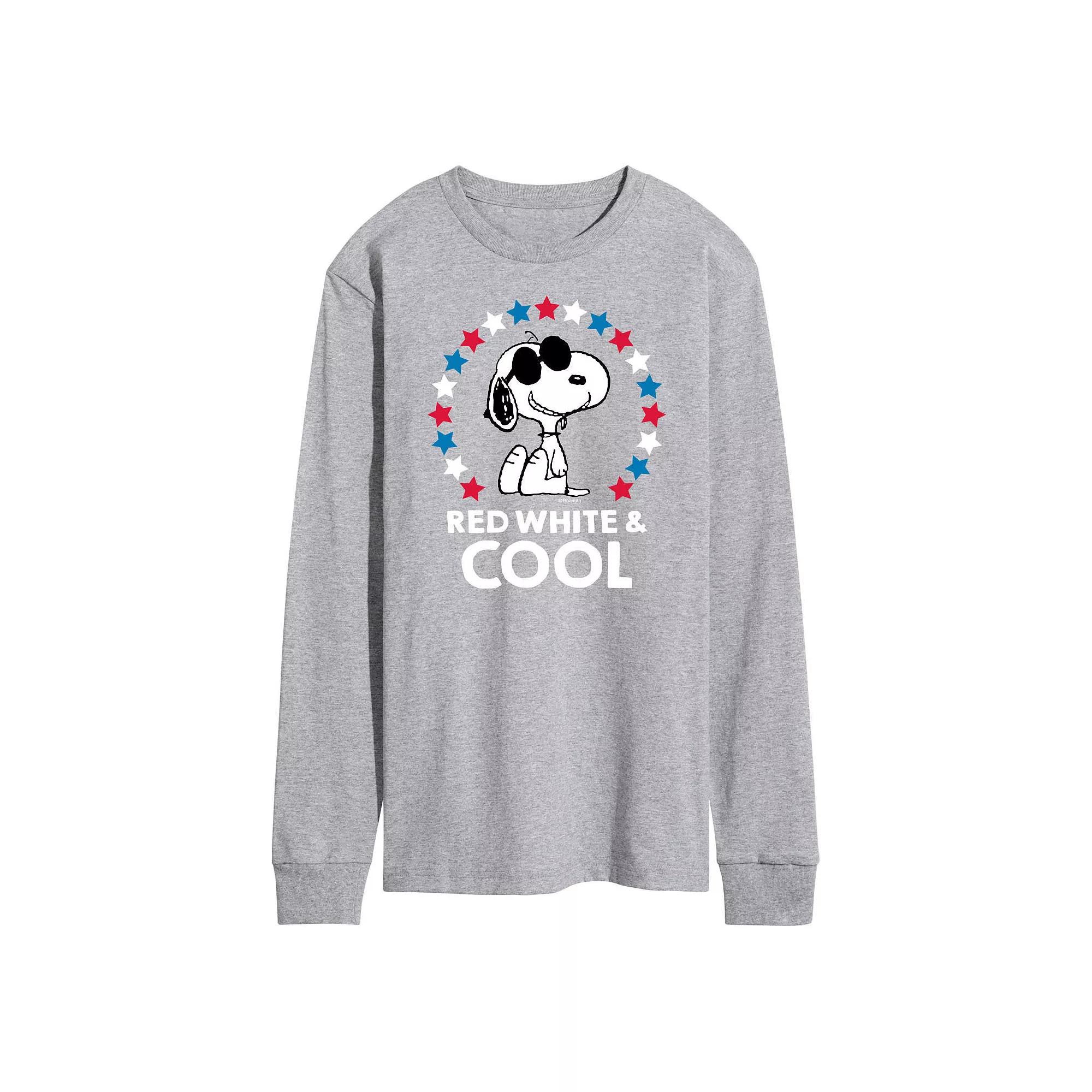 Men's Peanuts Red White And Cool Long Sleeve Graphic Tee,  Product Image