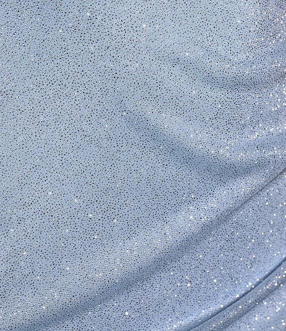 Jump Glitter Strapless Lace Up Back Side Sash Gown Product Image