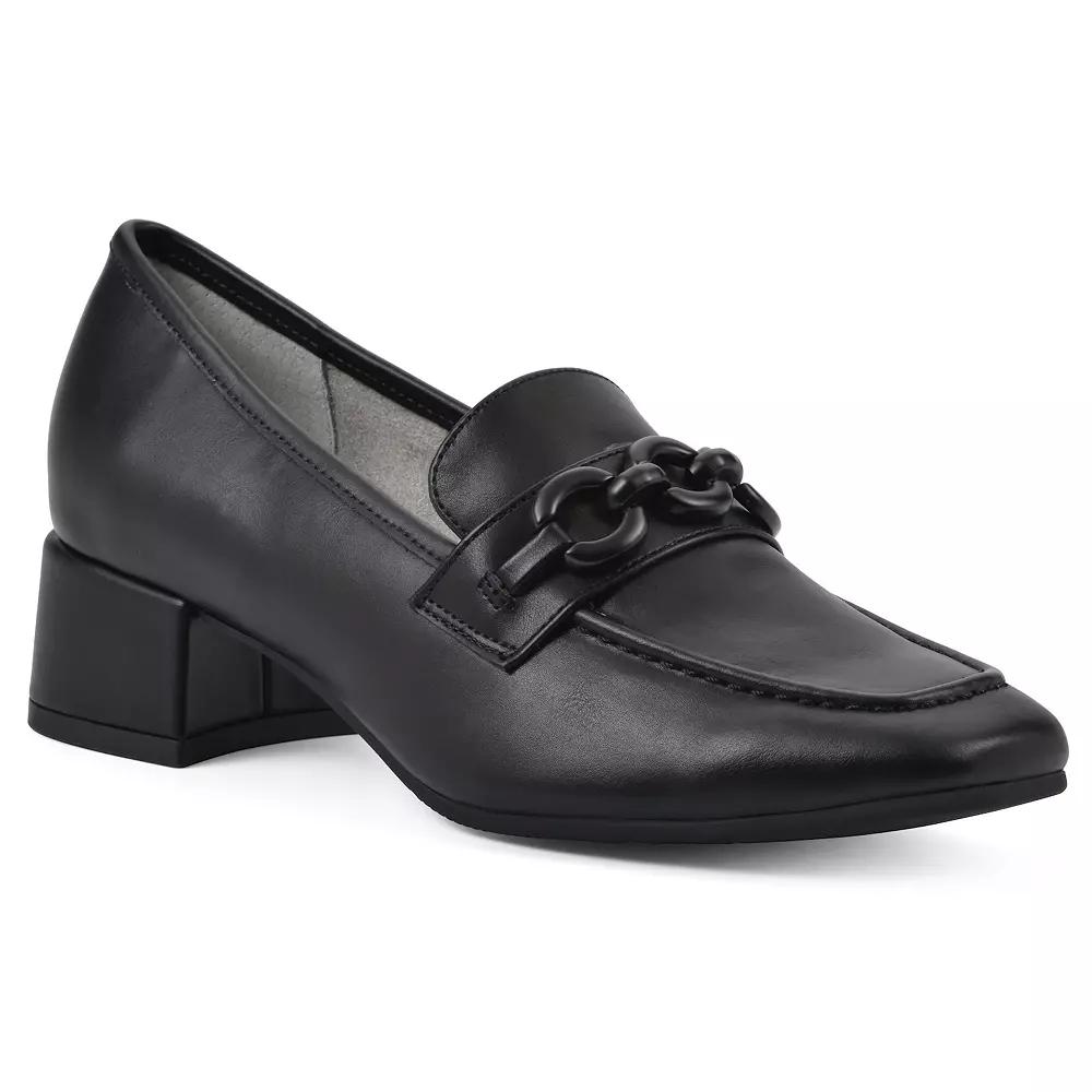 Women's Cliffs by White Mountain Quinbee Women's Heeled Loafers, Size: 10, Black Smo Product Image
