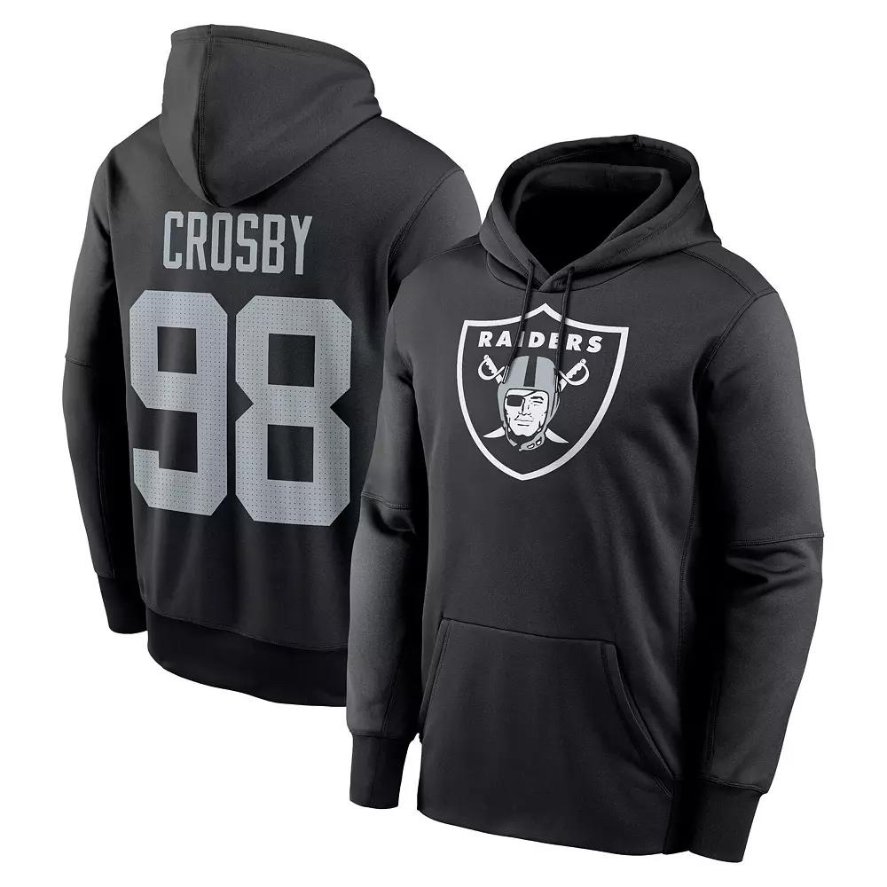 Men's Nike Maxx Crosby Black Las Vegas Raiders Player Name & Number Performance Pullover Hoodie,  Product Image