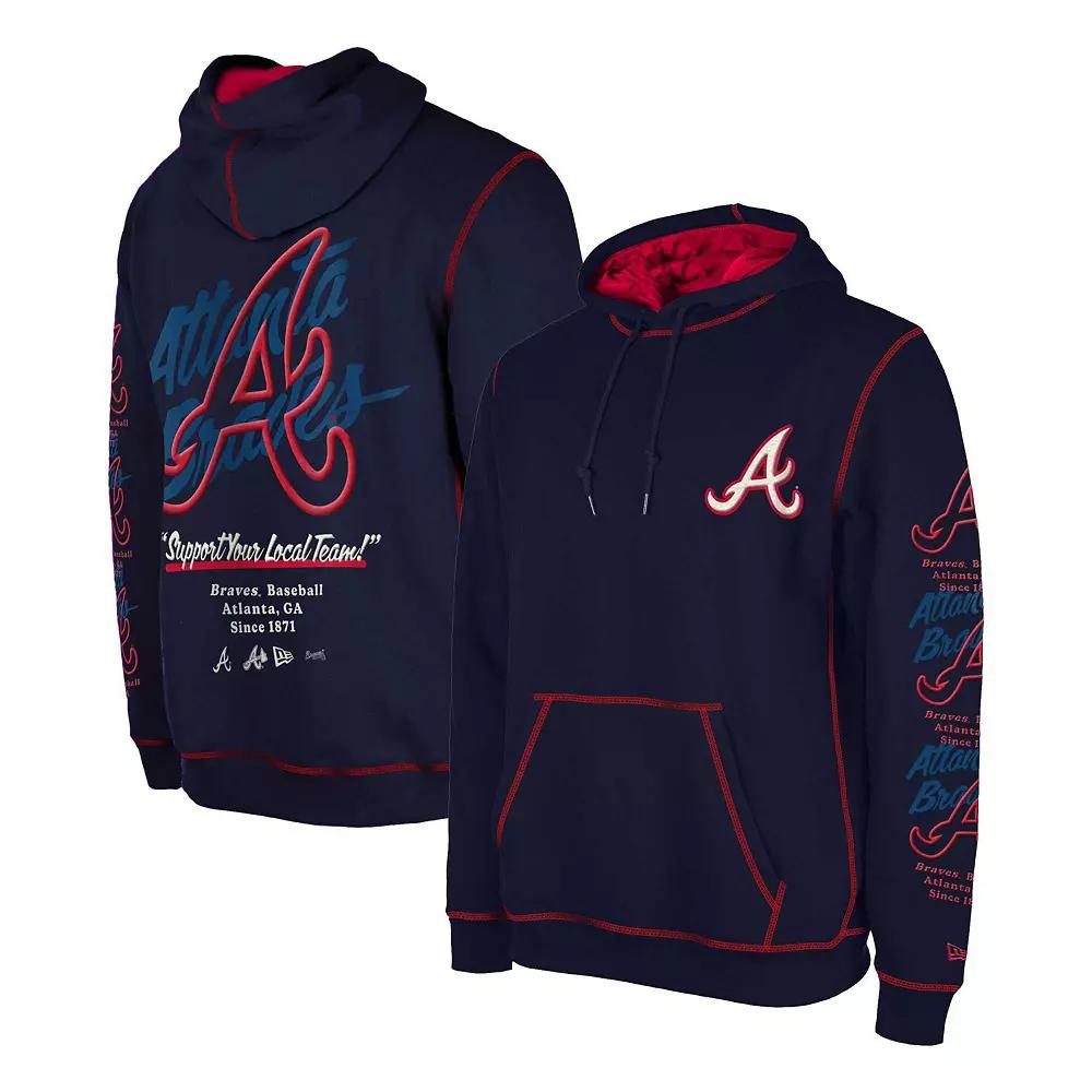 Men's New Era Navy Atlanta Braves Team Split Pullover Hoodie, Size: Medium, Blue Product Image
