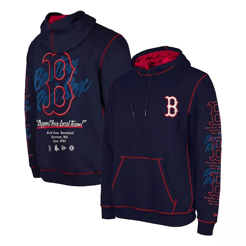 Men's New Era Navy Boston Red Sox Team Split Pullover Hoodie, Size: Medium, Blue Product Image