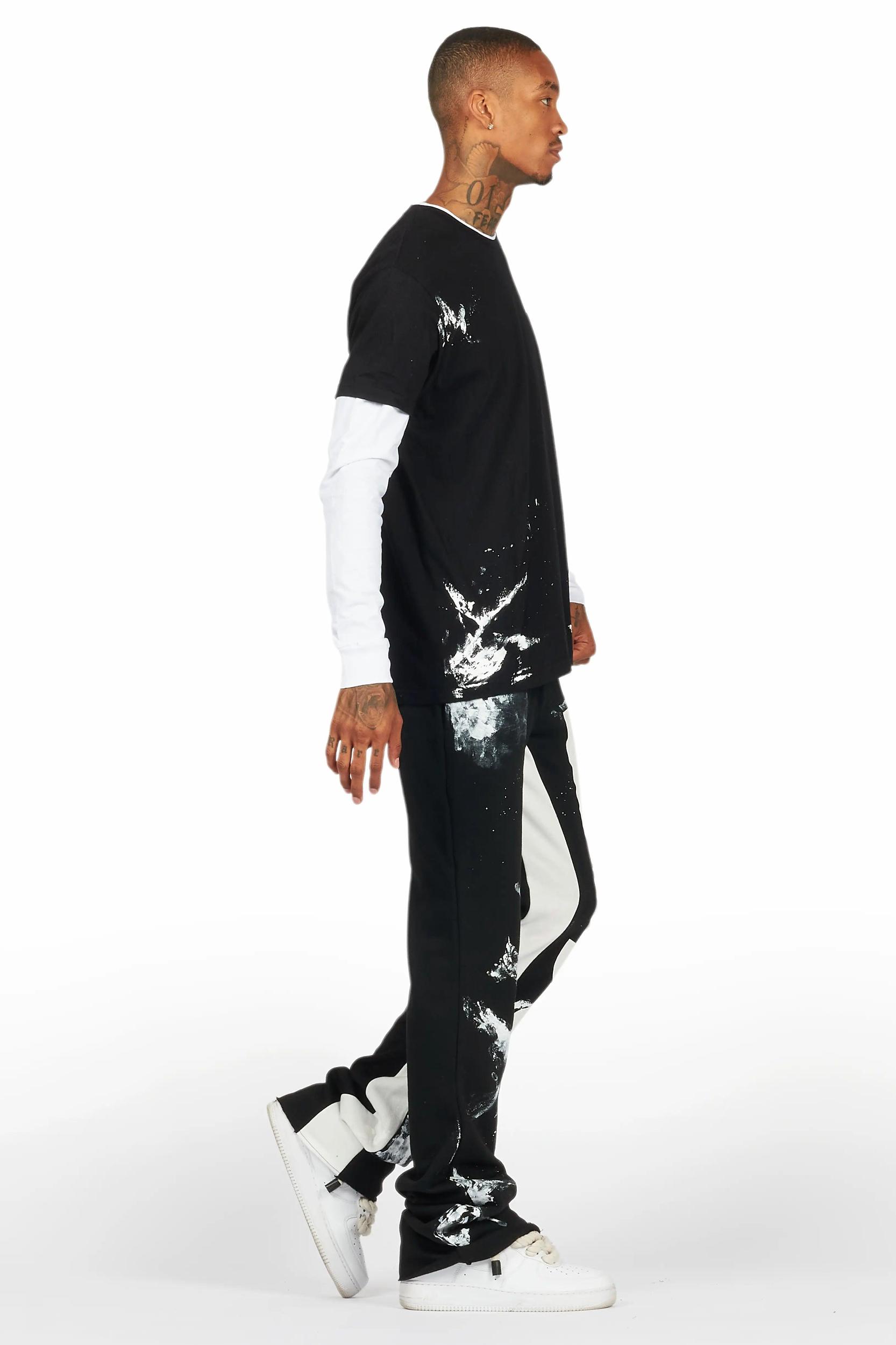 Allard Black/White Double Layer T-Shirt/Baggy Pant Set Male Product Image