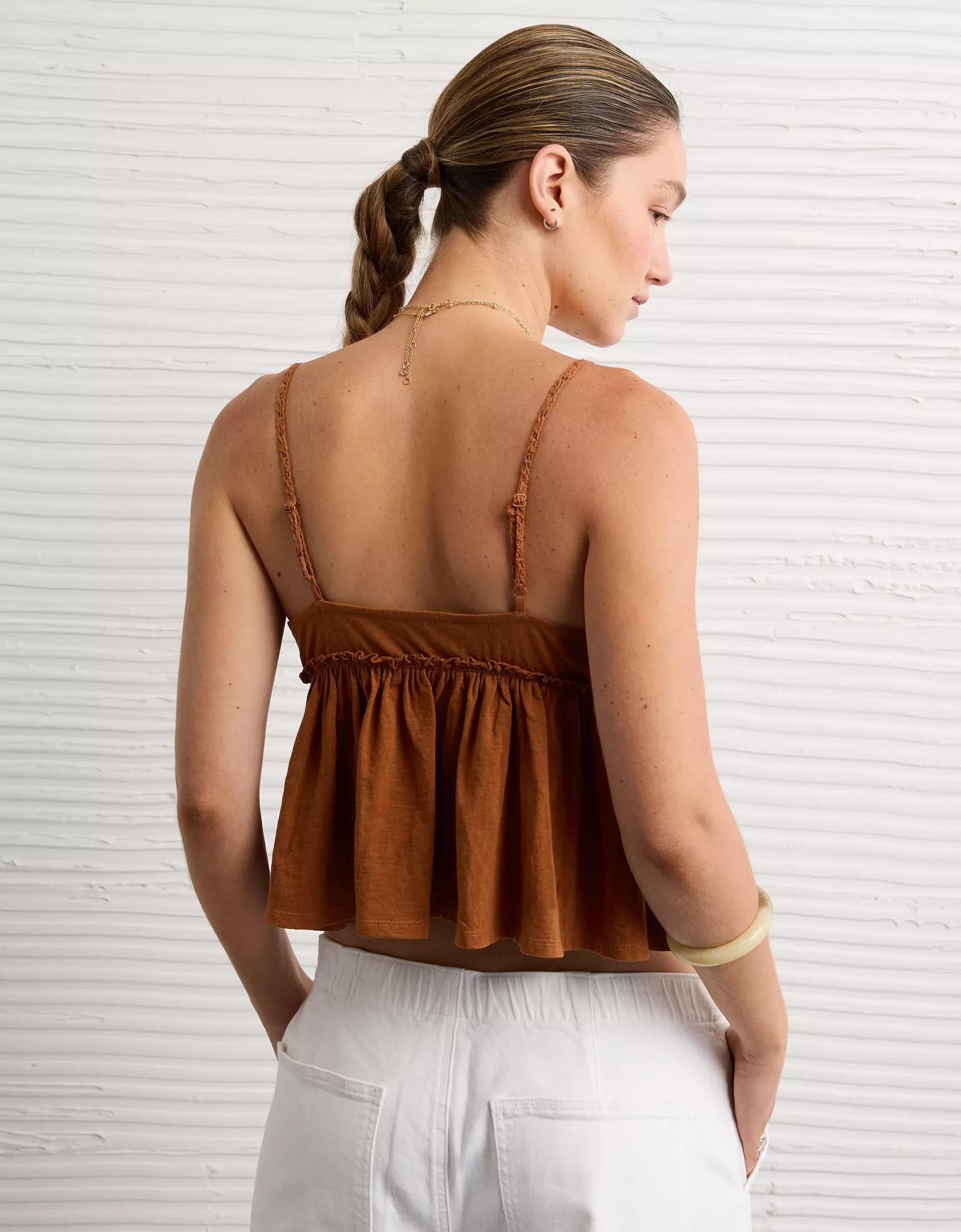 AE Sunchaser Knit Crochet Babydoll Cami Product Image