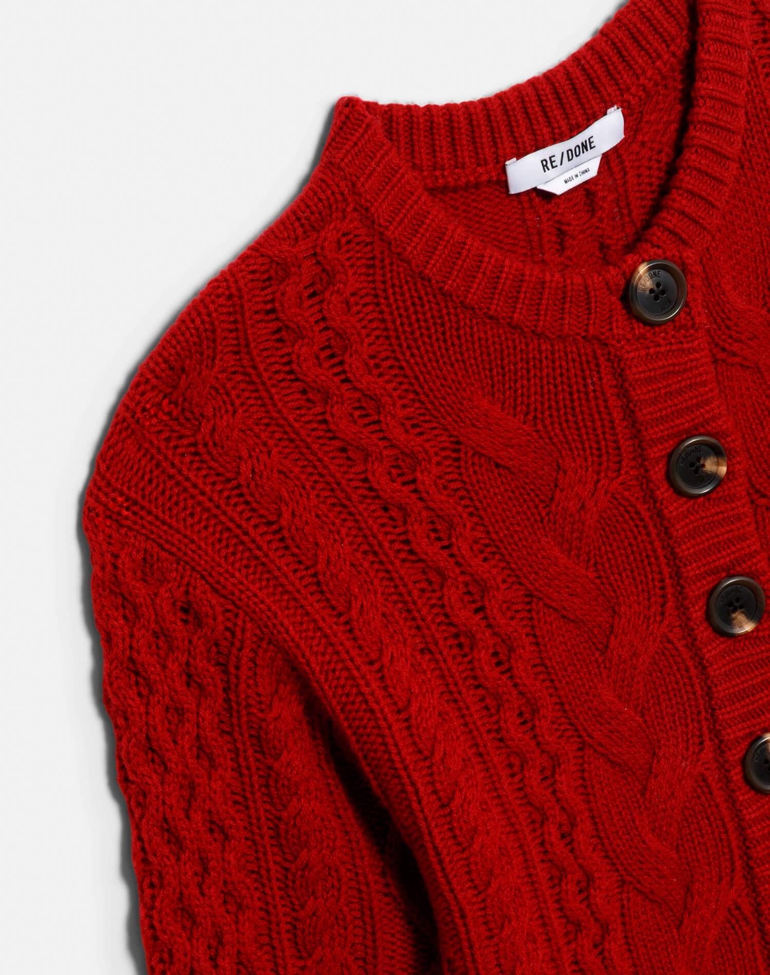 Cable Cardigan - Rosso Product Image