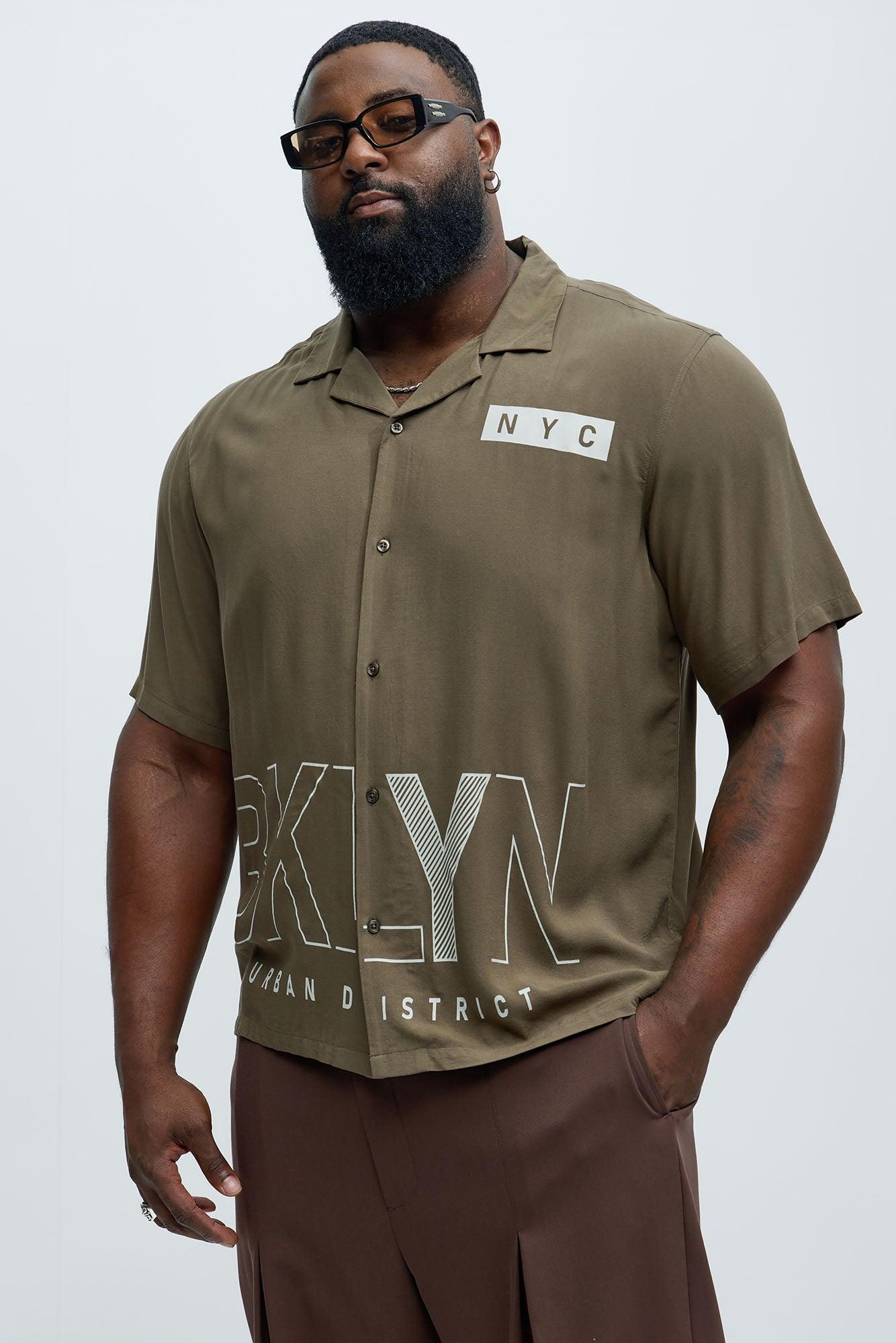 Brooklyn Graphic Cuban Collar Shirt - Grey Product Image