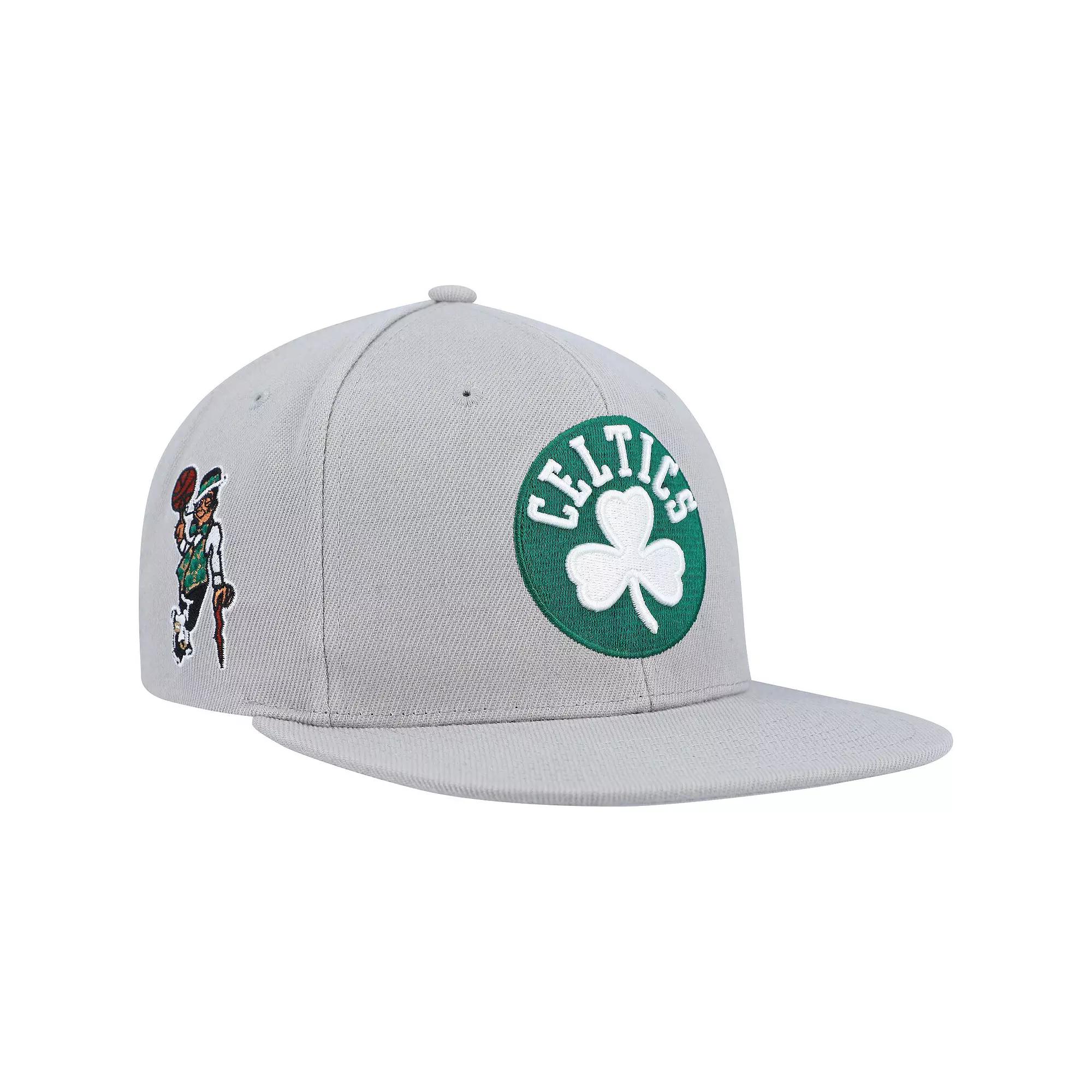 Men's Mitchell & Ness Gray Boston Celtics Side Core 2.0 Snapback Hat, Grey Product Image