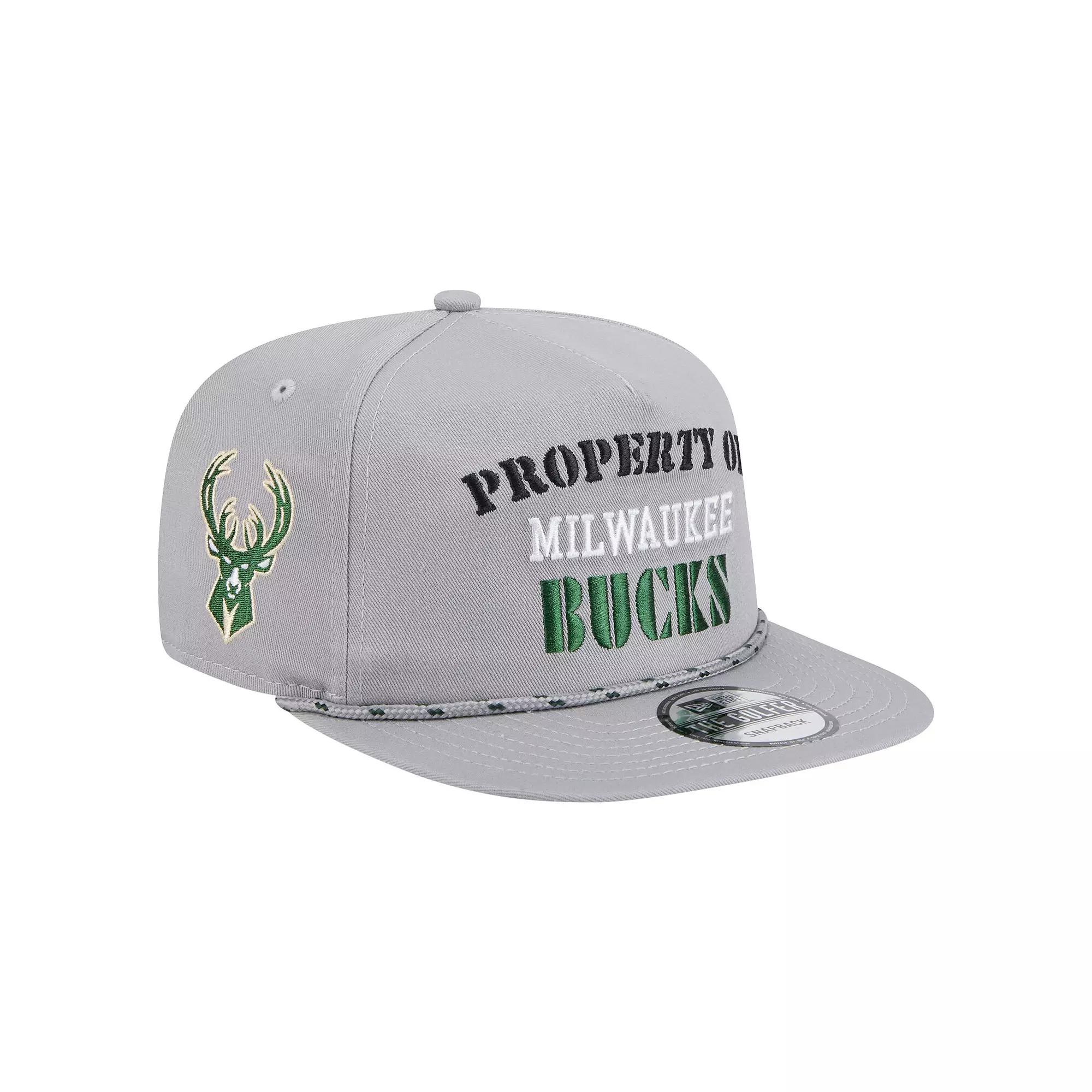Men's New Era Gray Milwaukee Bucks Throwback Property Of Golfer Snapback Hat, Grey Product Image