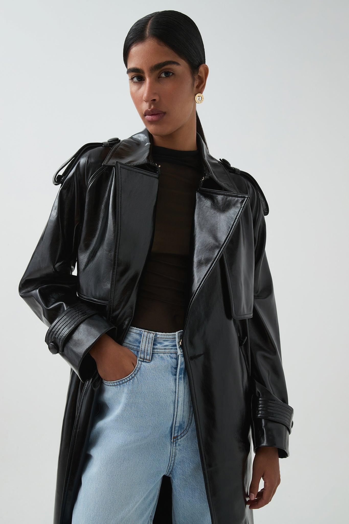 Raven Vegan Leather Trench Product Image