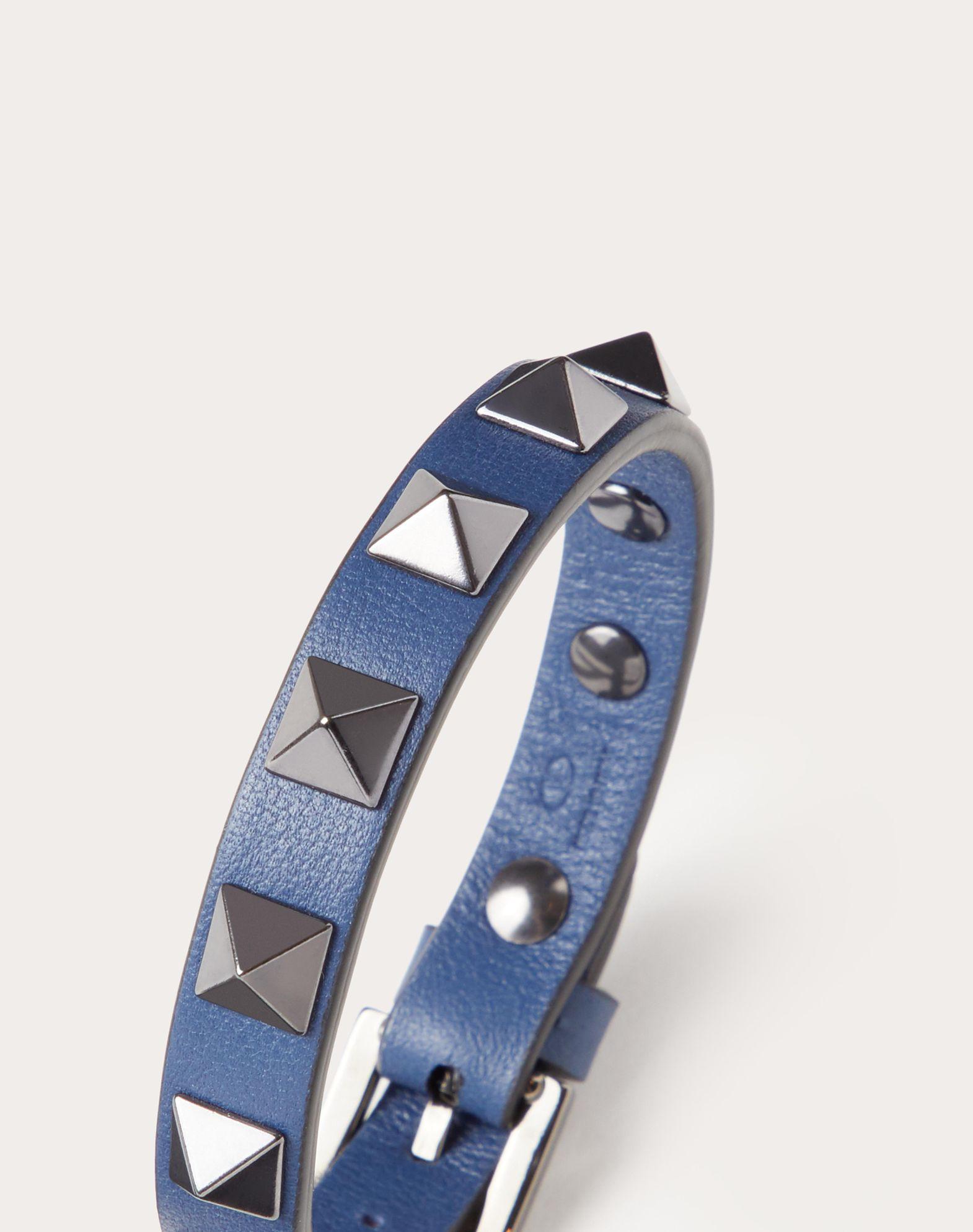 Rockstud Leather Bracelet With Ruthenium Studs Product Image