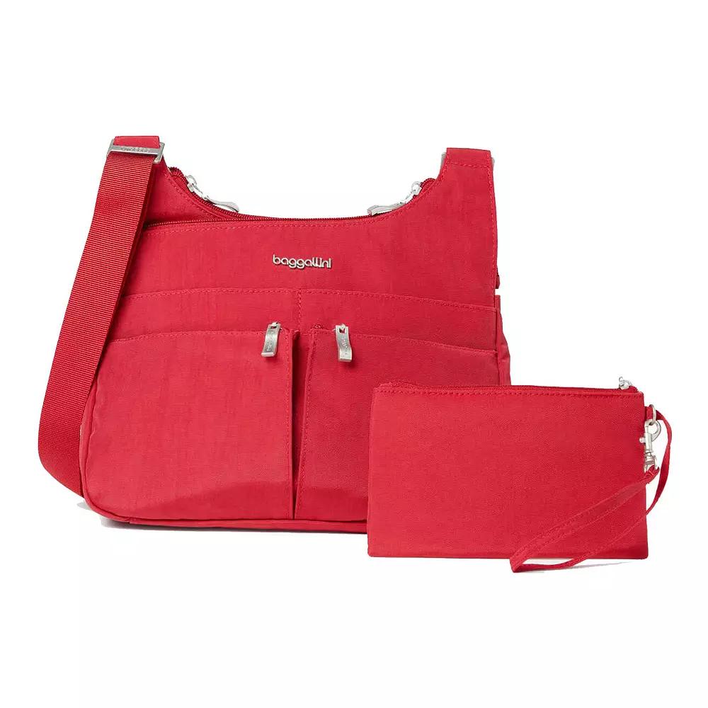 Women's Baggallini Cross Over Crossbody Bag with RFID Blocking Wristlet, Apple Product Image