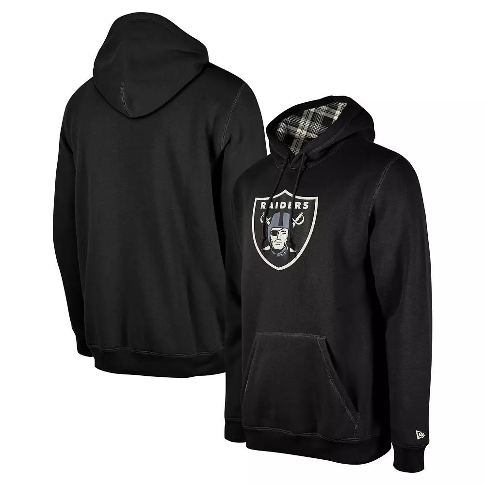 Men's New Era Black Las Vegas Raiders 3rd Down Plaid Pullover Hoodie,  Product Image