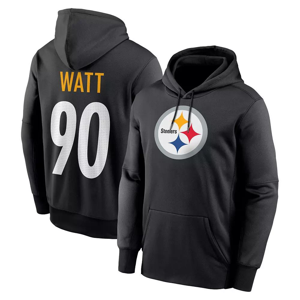 Men's Nike T.J. Watt Black Pittsburgh Steelers Player Name & Number Performance Pullover Hoodie,  Product Image