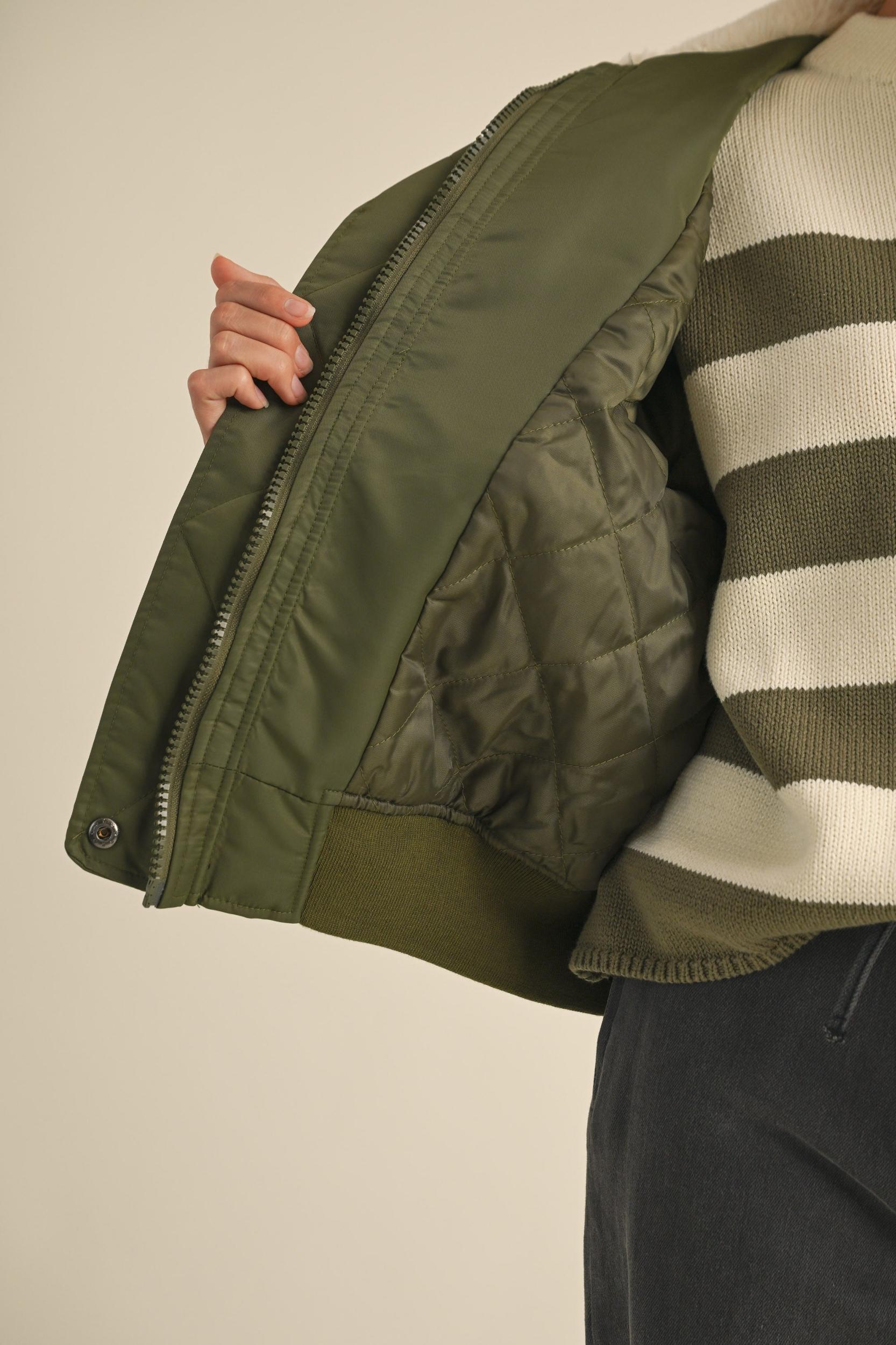 Fur Collared Bomber Jacket Product Image