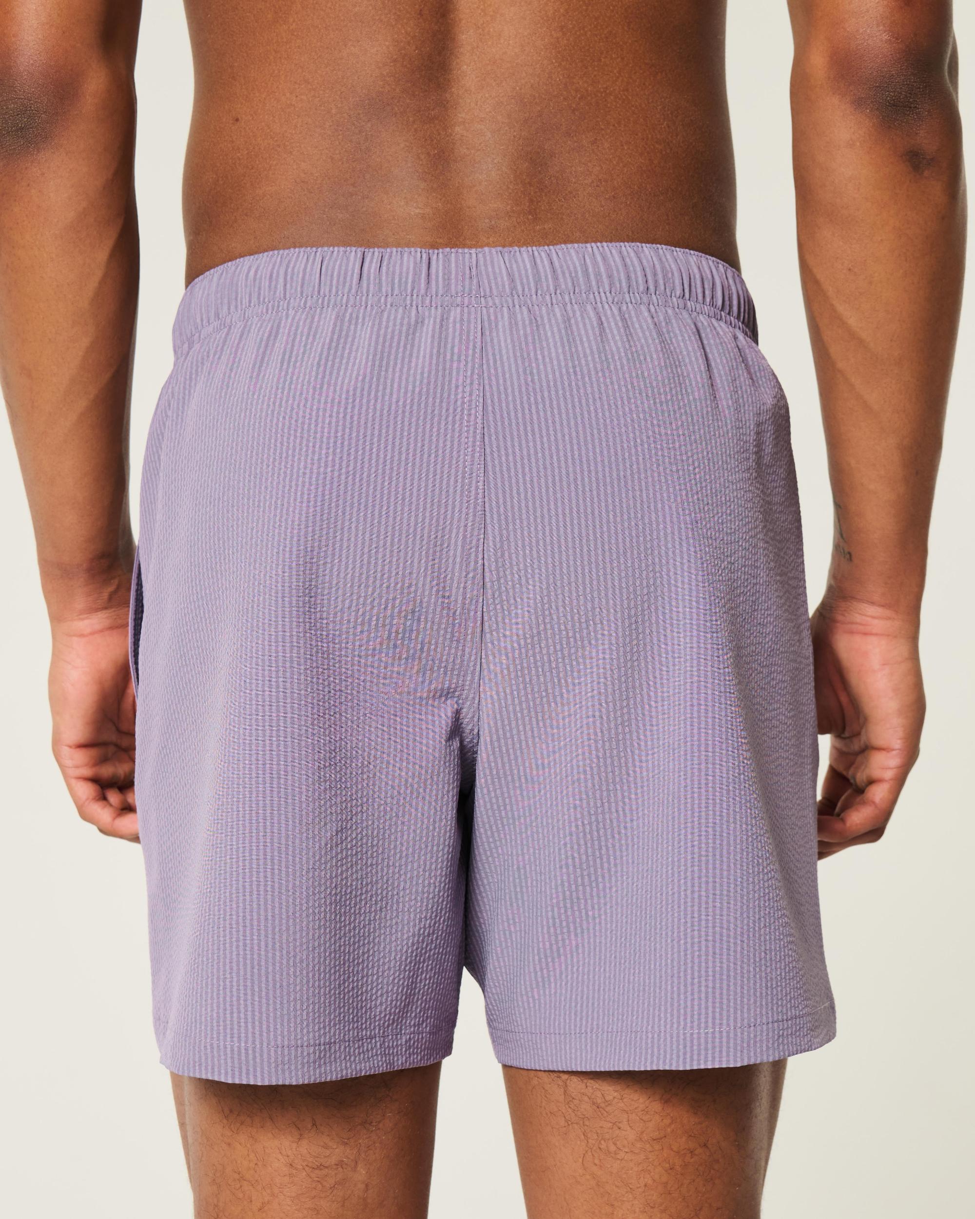 Mid-Thigh Seersucker Volley Swim Trunks Product Image