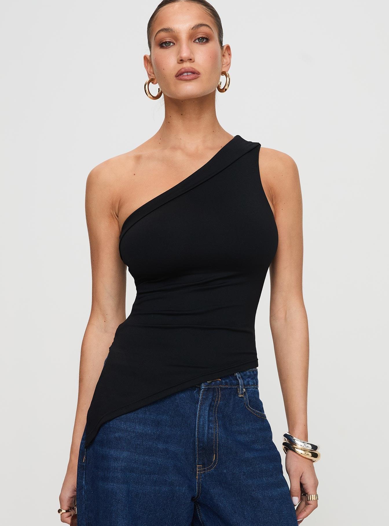 Lunah One Shoulder Top Black Product Image
