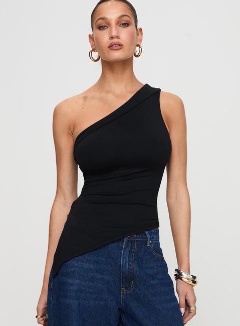 Lunah One Shoulder Top Black Product Image
