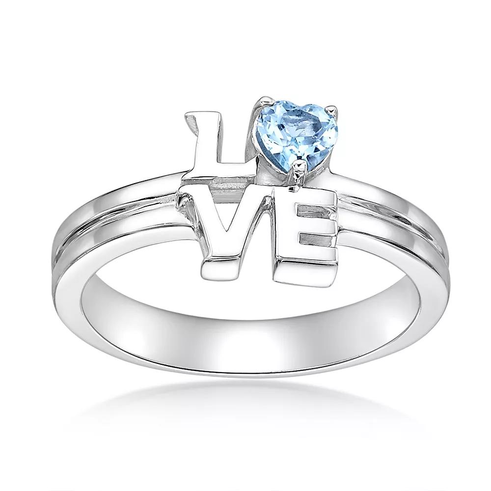 Gemminded Sterling Silver ISQA Blue Topaz "Love" Ring, Women's, Size: 6 Product Image