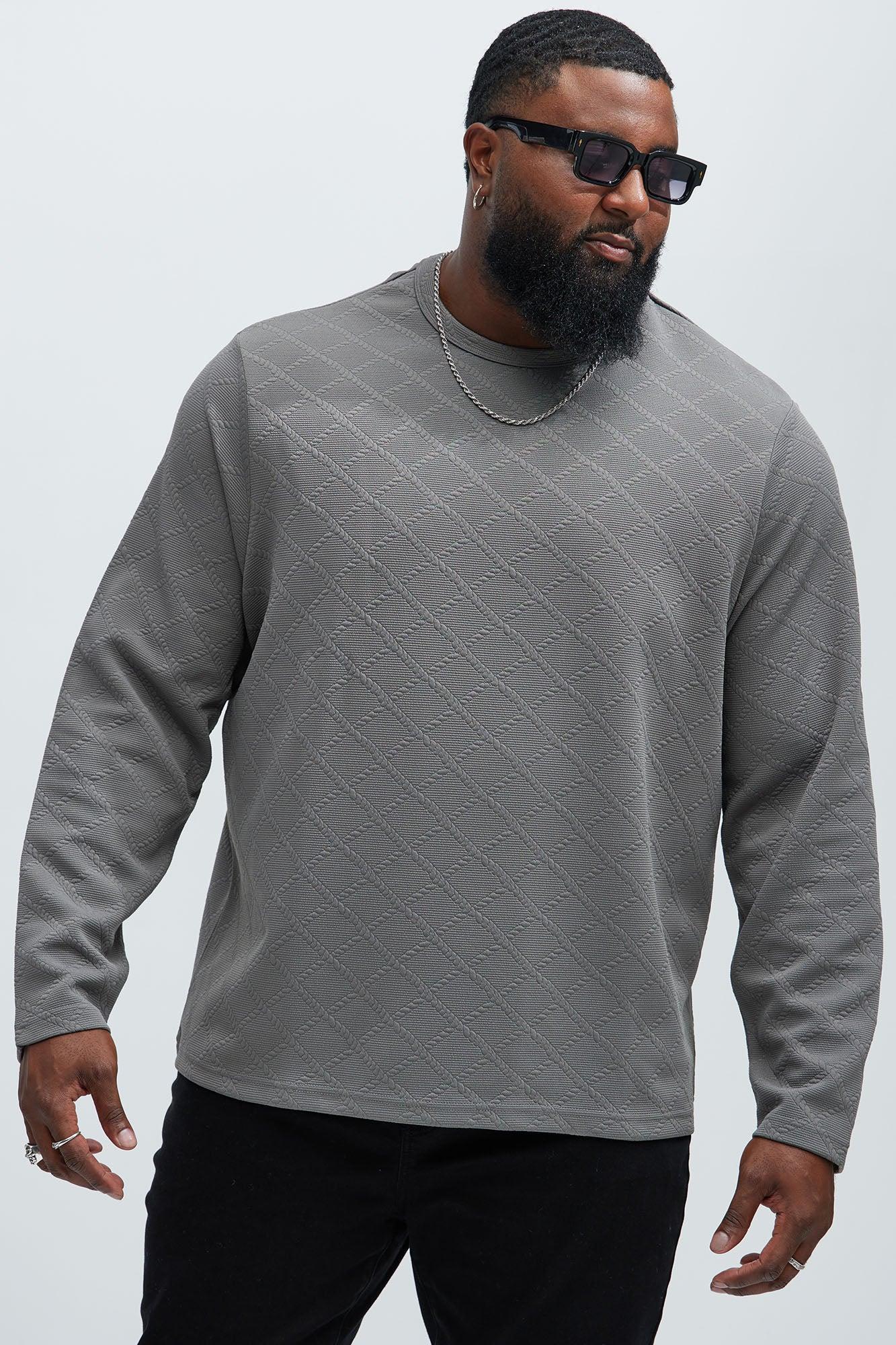 Lingo Textured Long Sleeve Tee - Grey Product Image