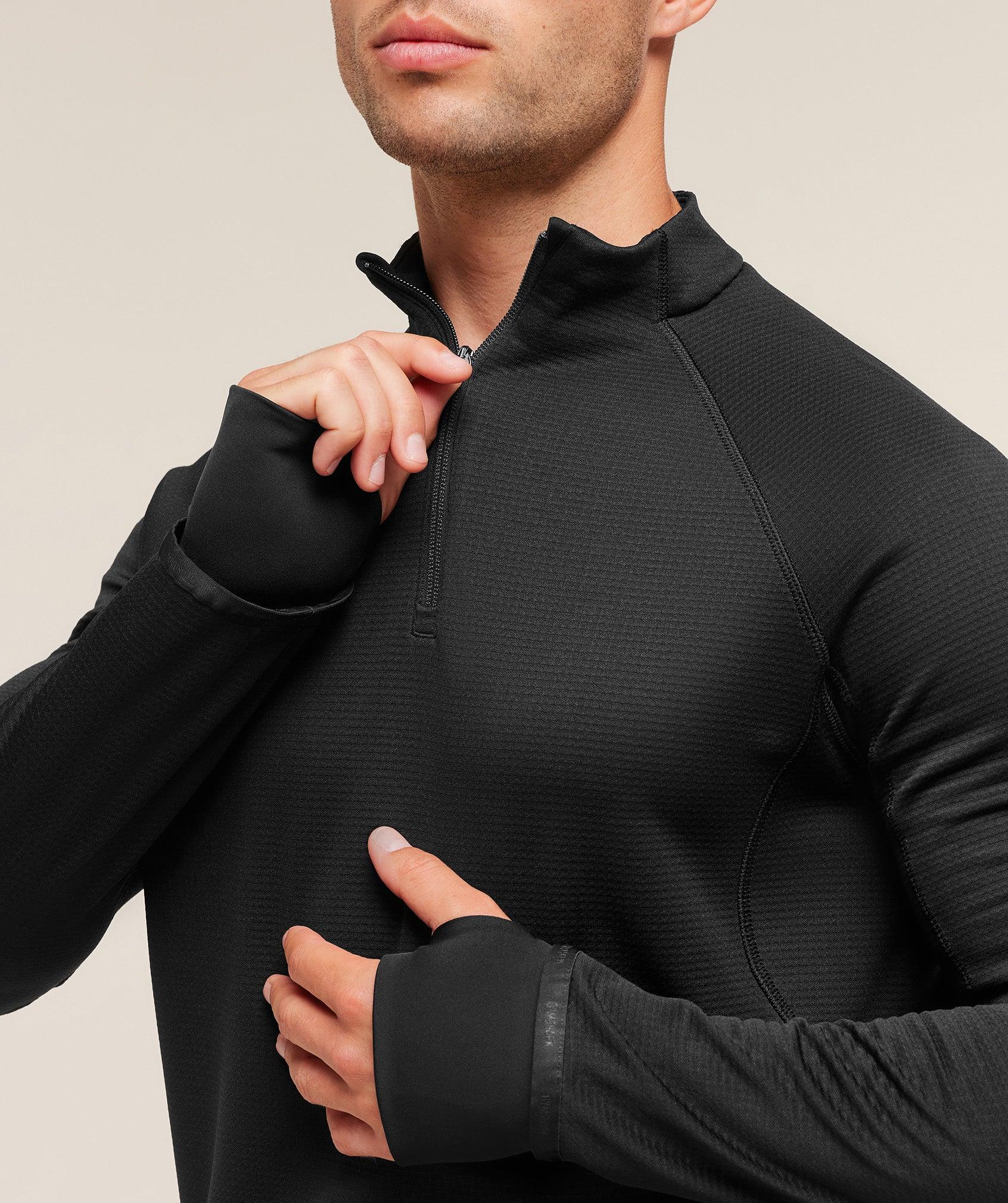 Gymshark Running 1/4 Zip - Black Male Product Image