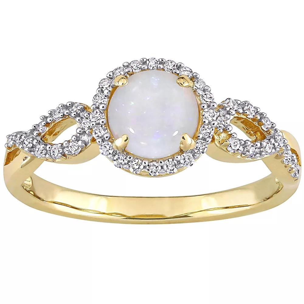 Stella Grace 10k Gold White Opal & 1/6 Carat T.W. Diamond Infinity Ring, Women's, Size: 5 Product Image